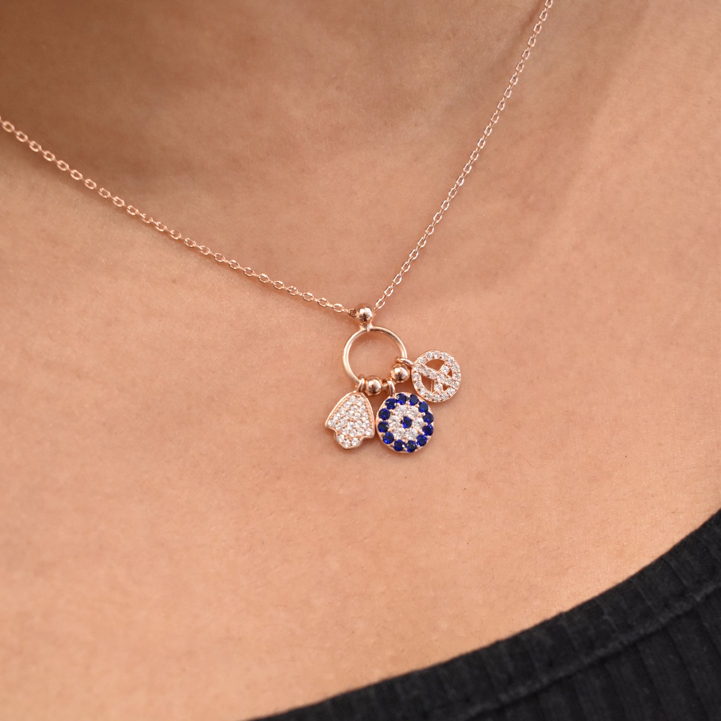 Peace Out Evil Eye Pendant Chain