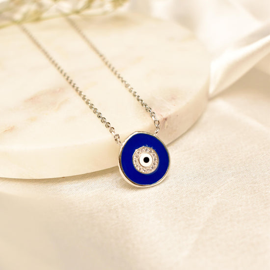 Dark Blue Evil Eye Pendant Chain