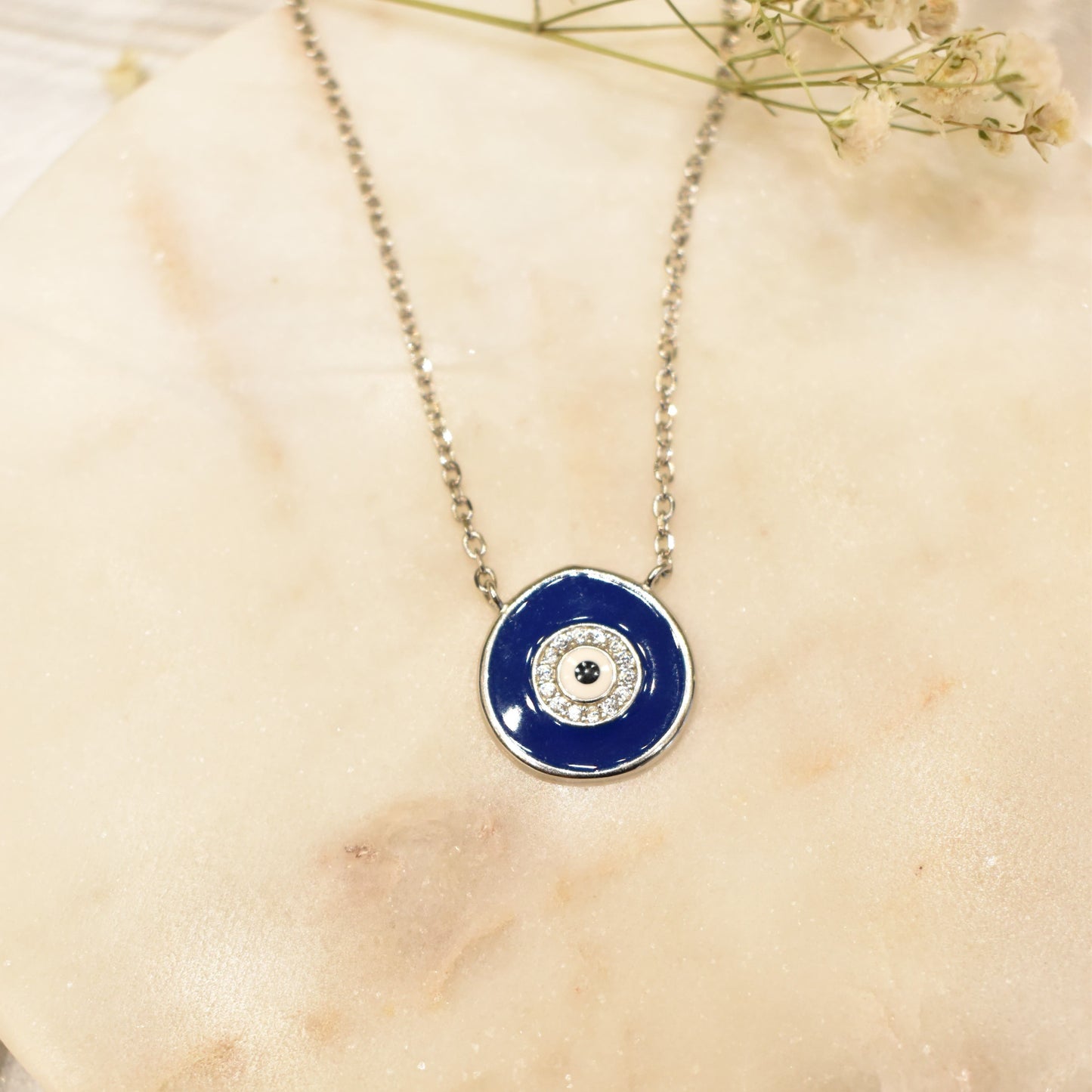 Dark Blue Evil Eye Pendant Chain