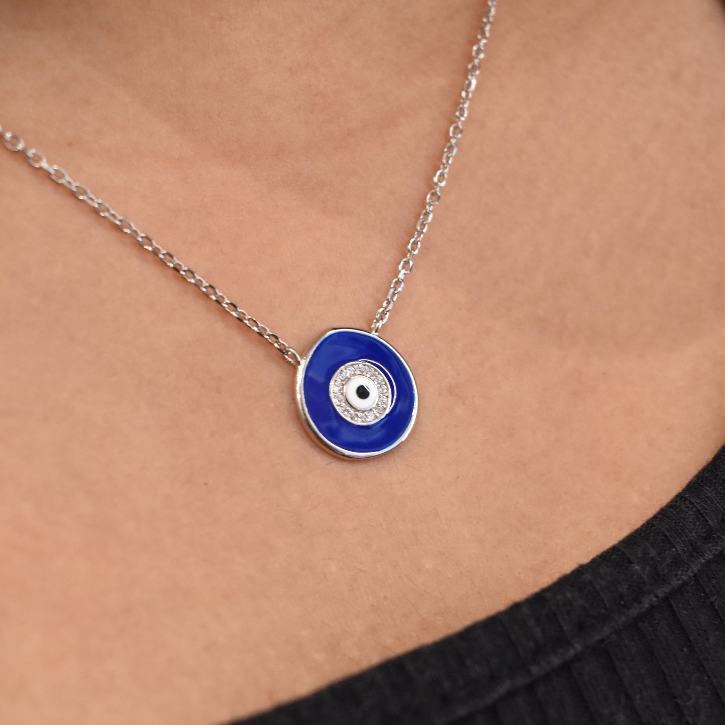 Dark Blue Evil Eye Pendant Chain