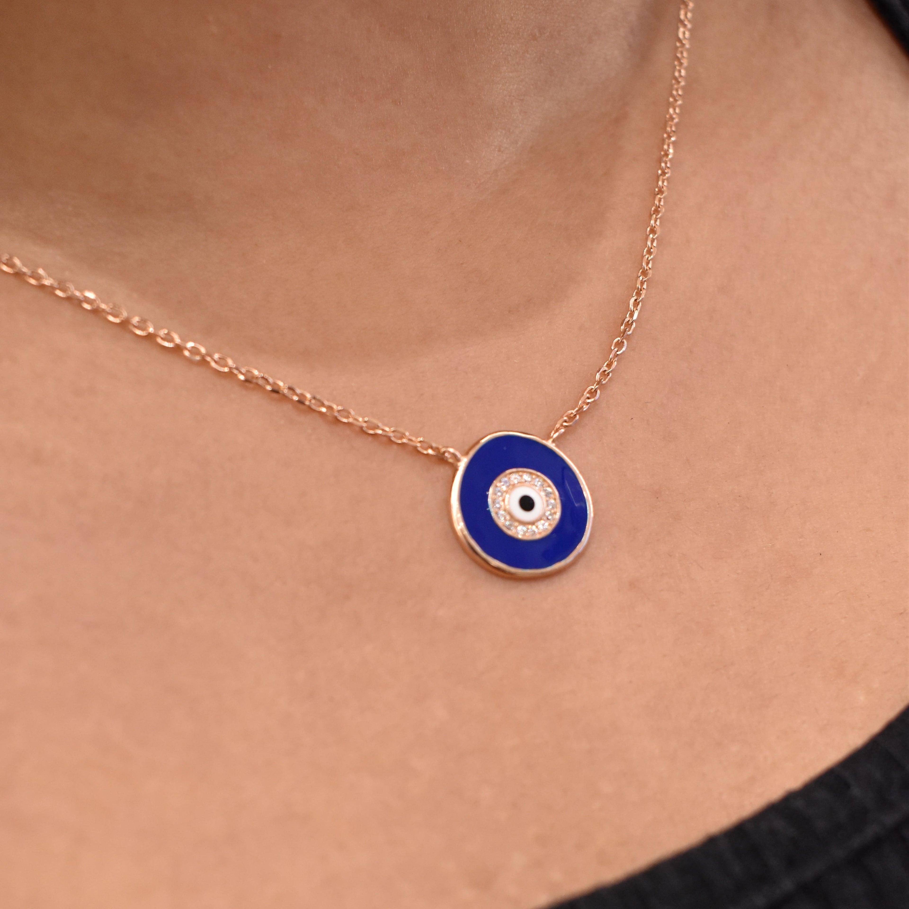 Dark Blue Evil Eye Pendant Chain