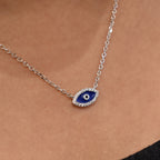 Dark Blue Tiny Evil Eye Pendant Chain