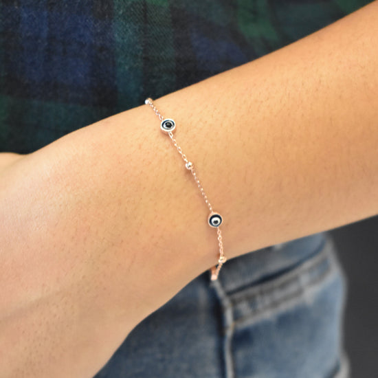 Delicate Rosegold Evil Eye Chain Bracelet