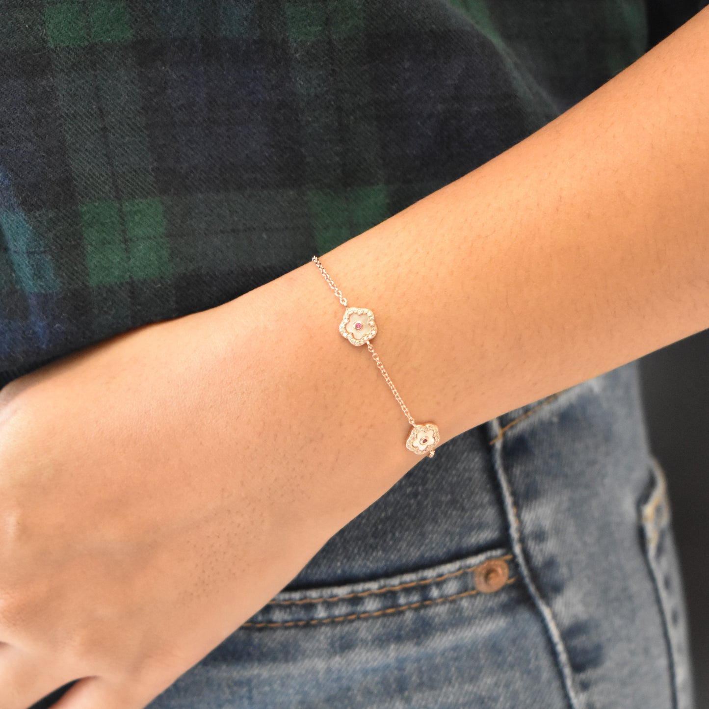 Dainty Floret Rosegold Chain Bracelet