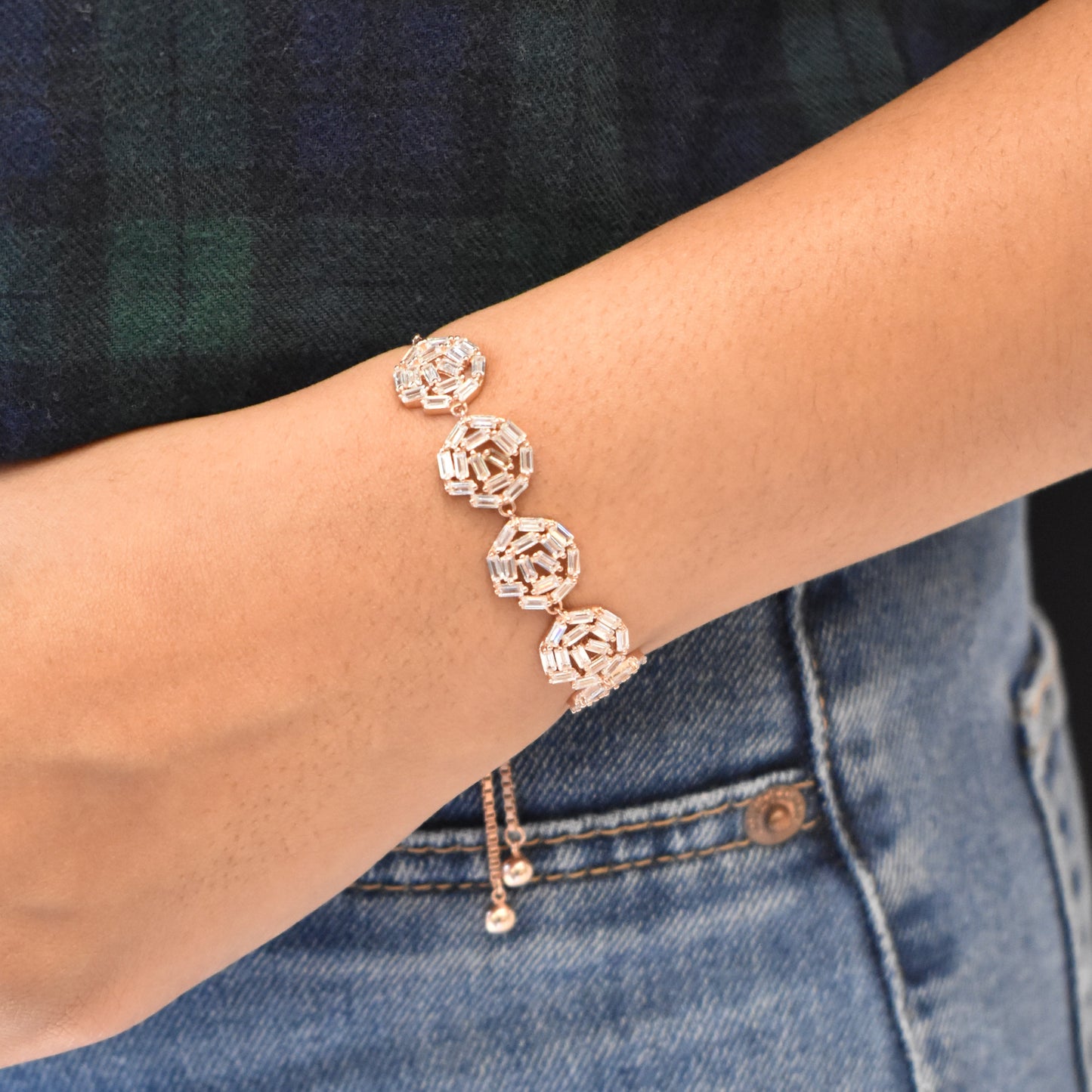 Dainty Disk Rosegold Adjustable Bracelet