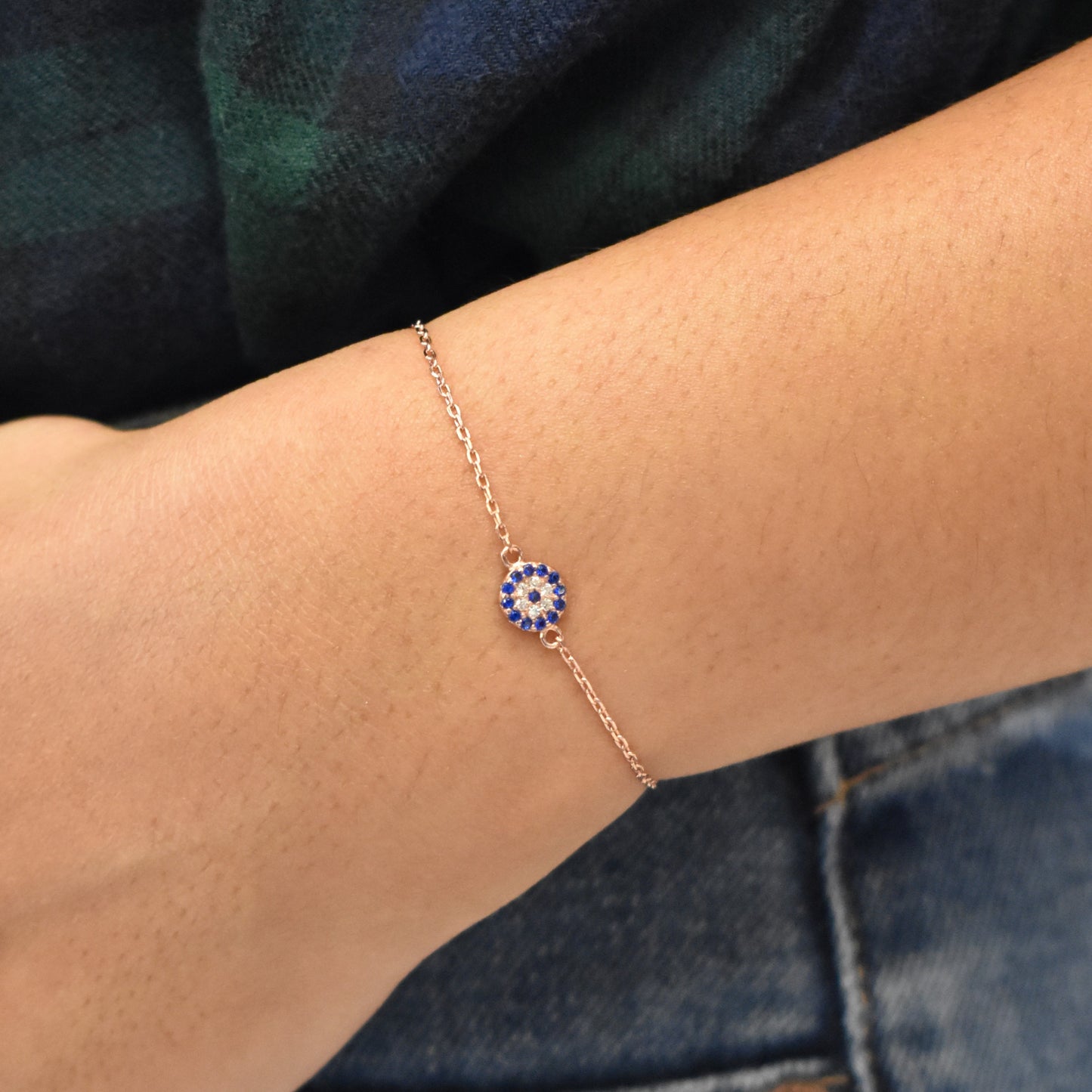 Classic Evil Eye Silver Chain Bracelet