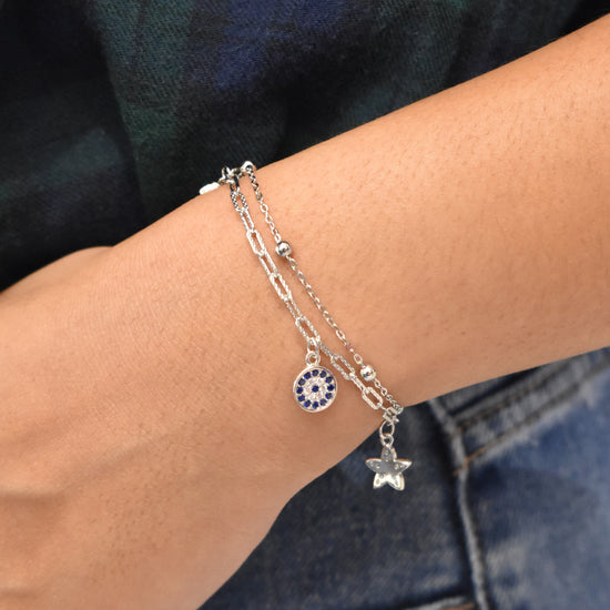 Evil Eye Charm Silver Bracelet