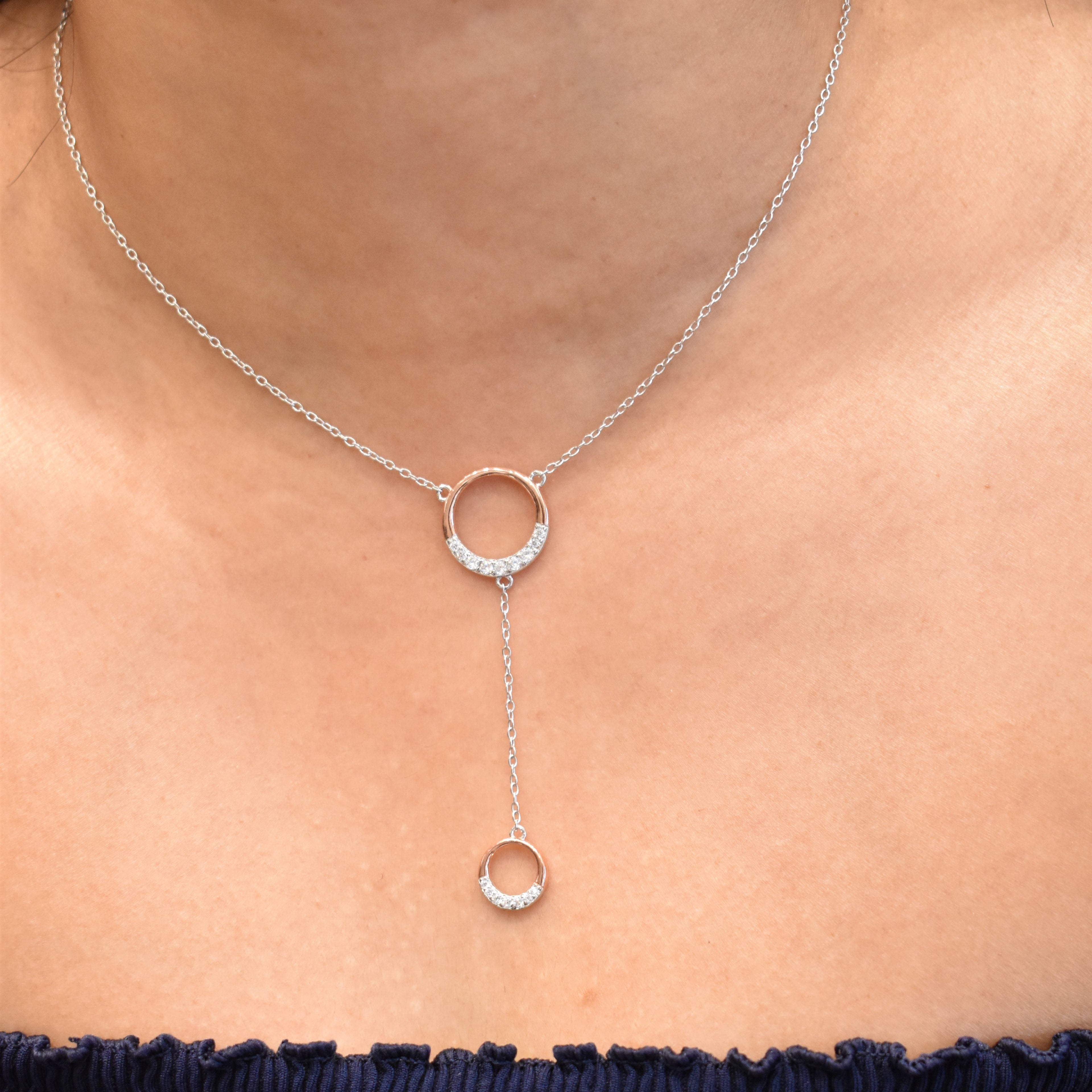Dual Circle Silver Pendant Chain