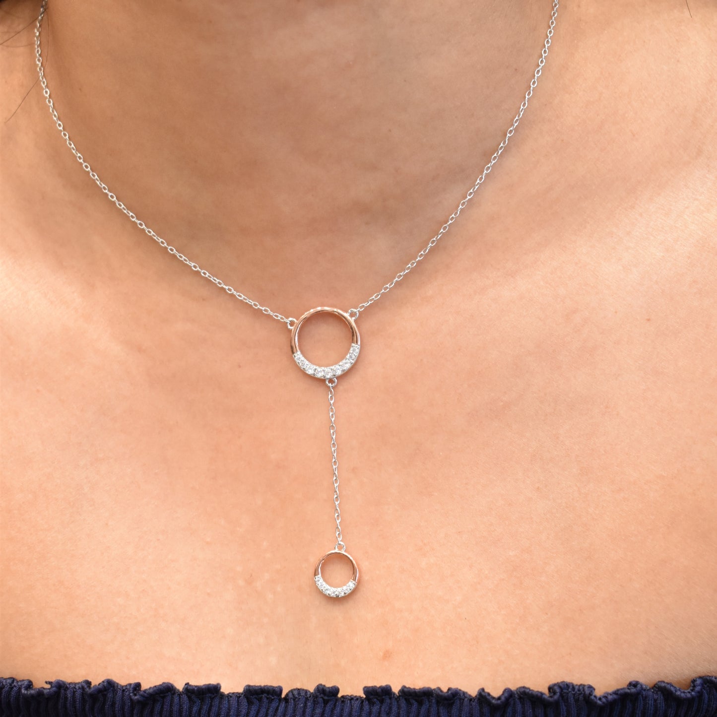 Dual Circle Silver Pendant Chain