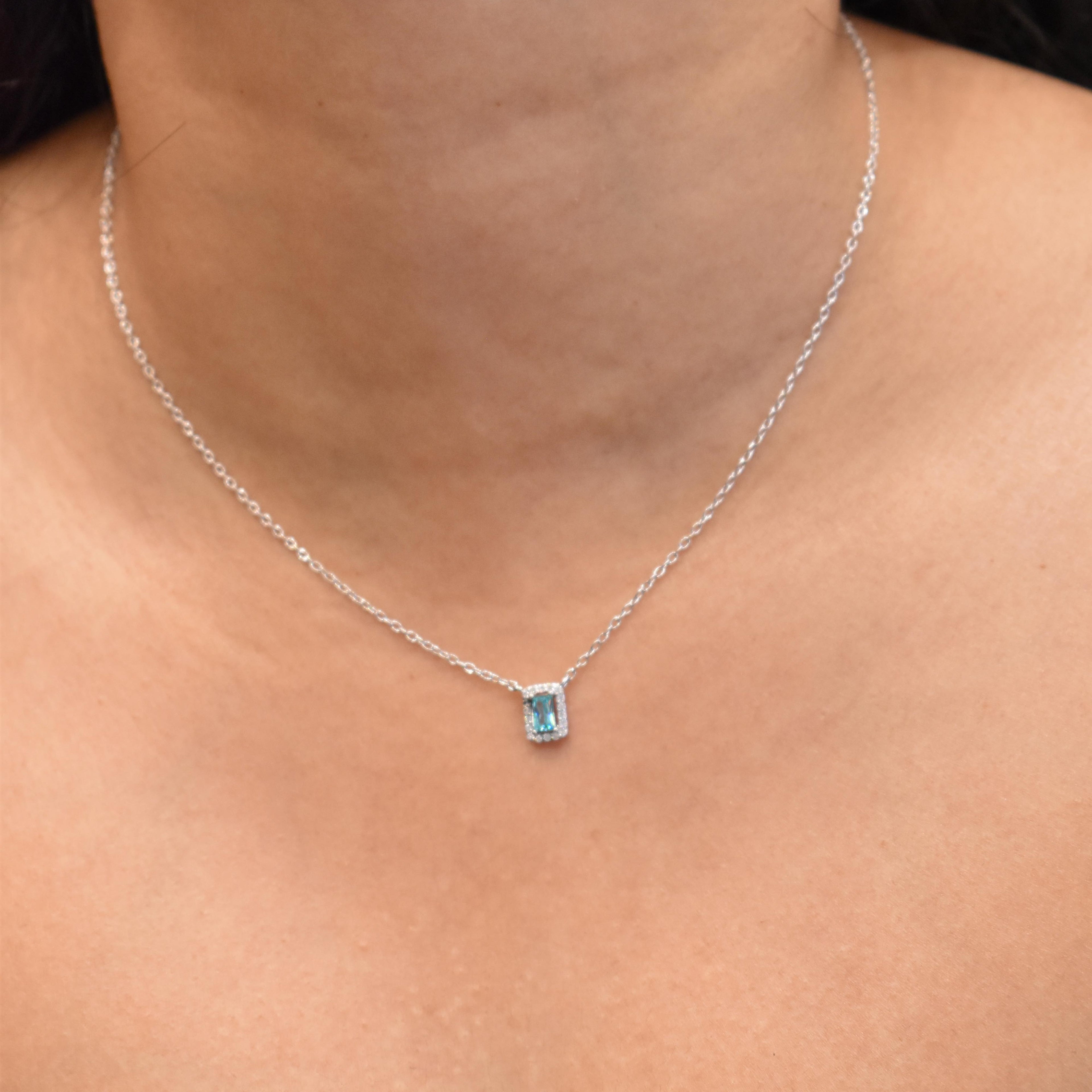 Ocean Blue Tiny Pendant with Chain