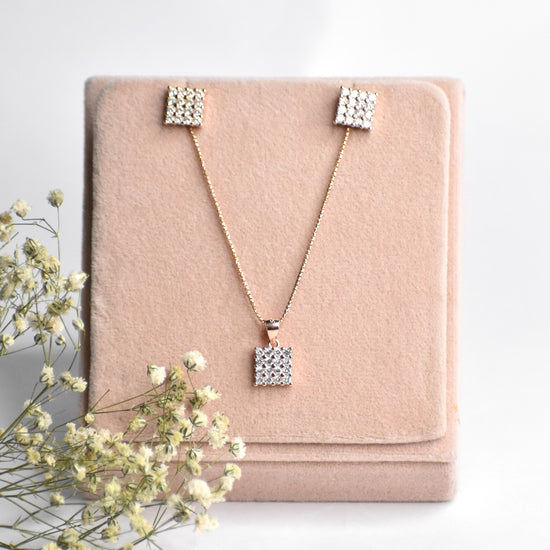 Square Silver Pendant Set