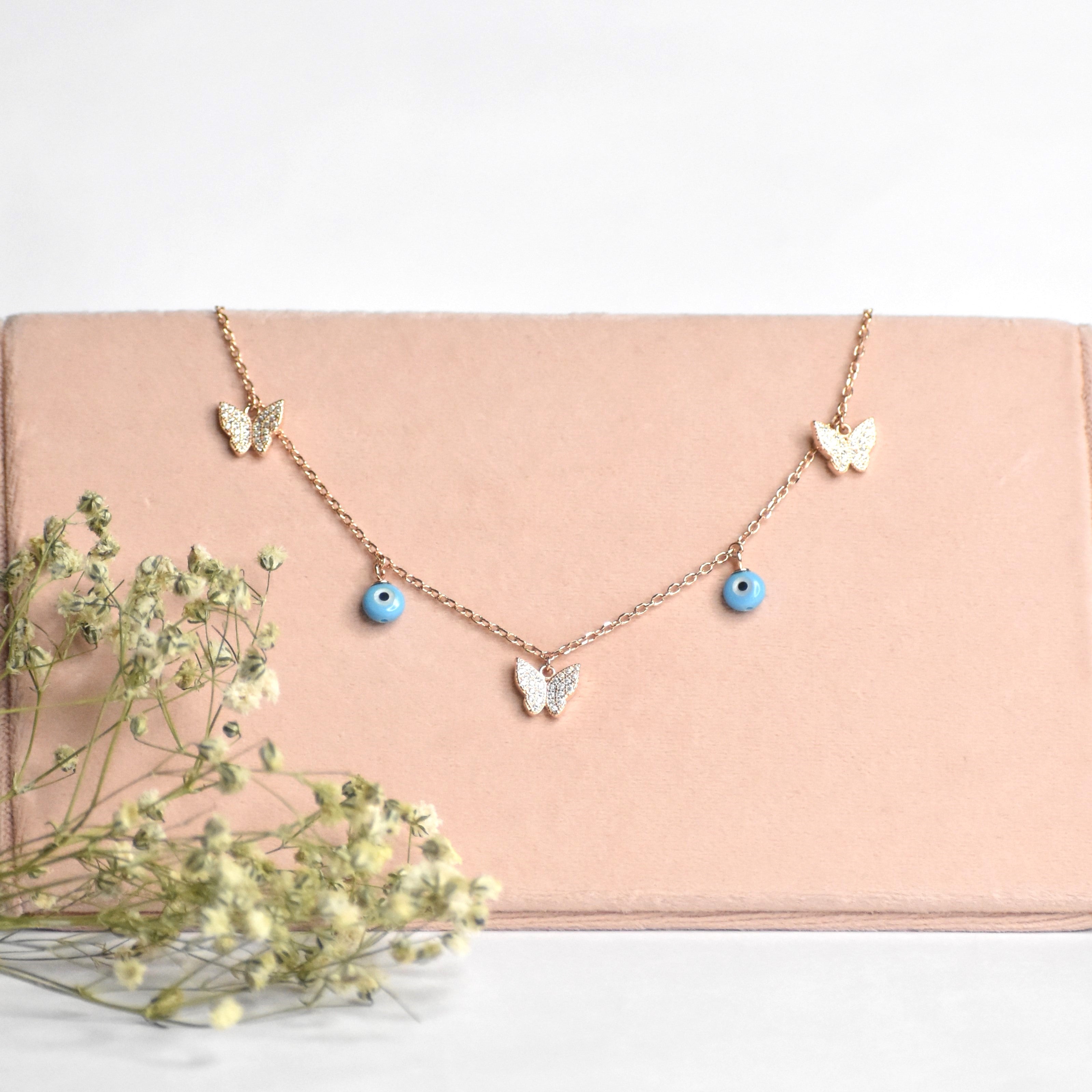 Evil Eye & Butterfly Rosegold Anklet