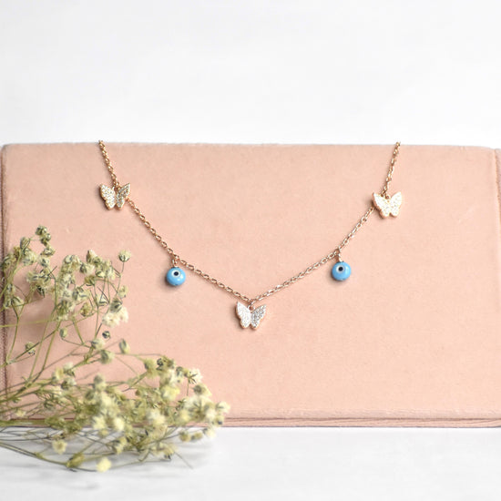 Evil Eye & Butterfly Rosegold Anklet