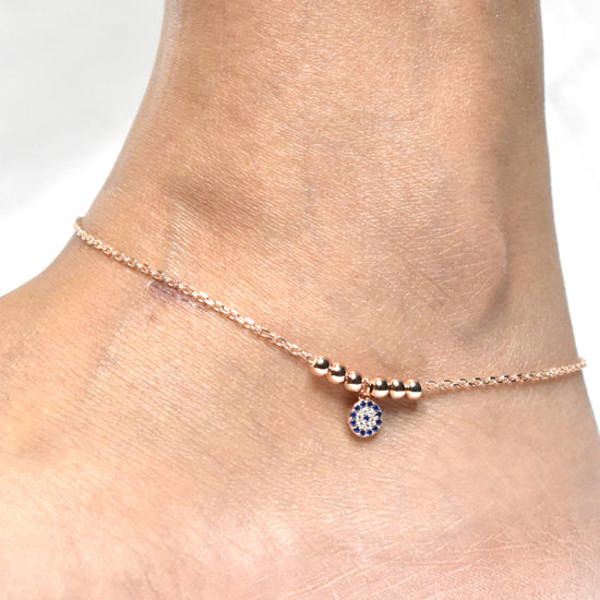 Hanging Evil Eye Dual Colored Anklet