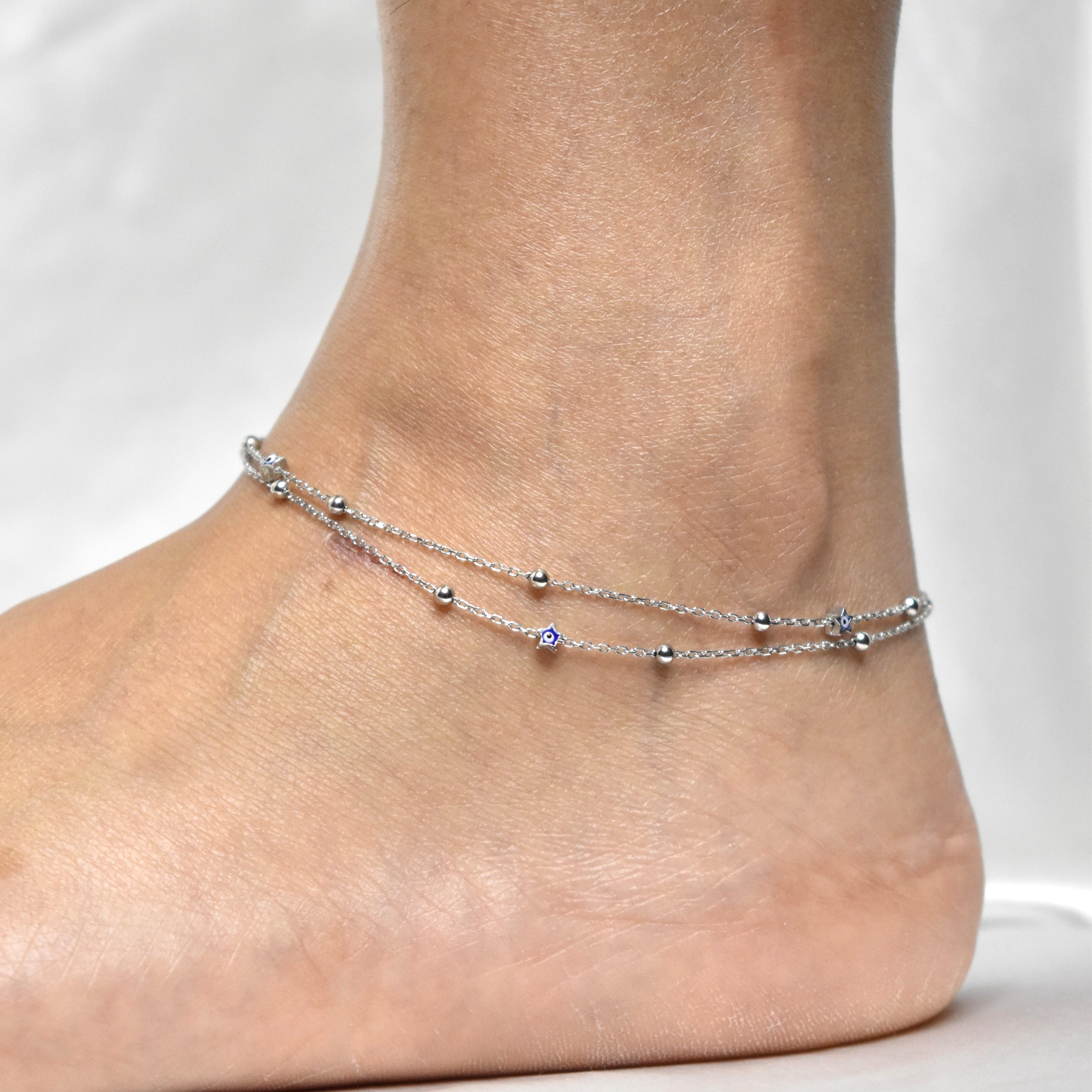 Evil Eye Charm Dual Colored Anklet