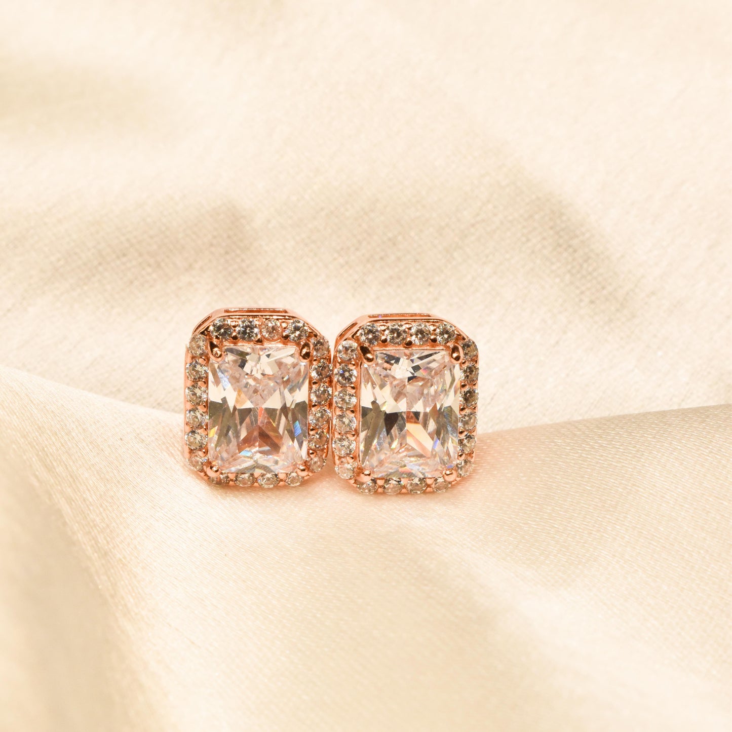 Cubic Diamond Rosegold Sterling Silver Earrings