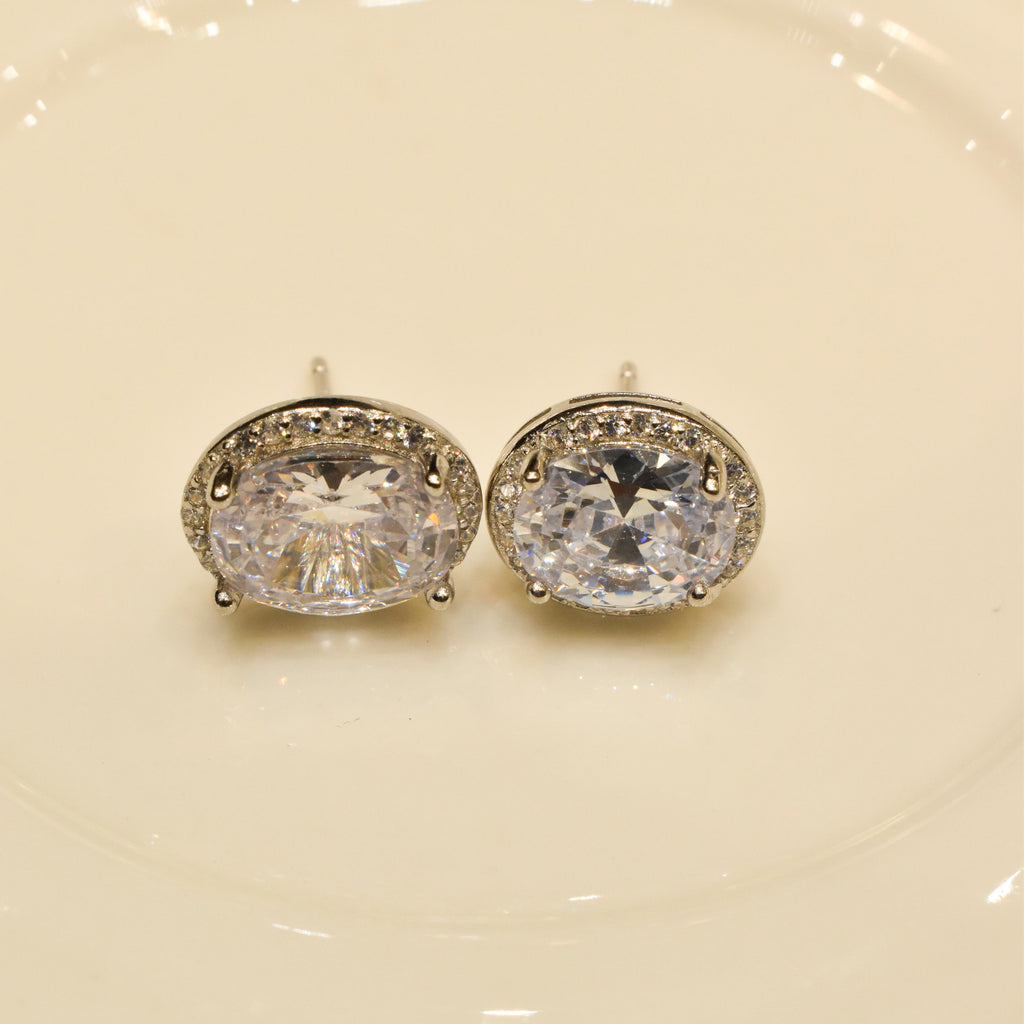 Oval Dual Color Sterling Silver Earrings