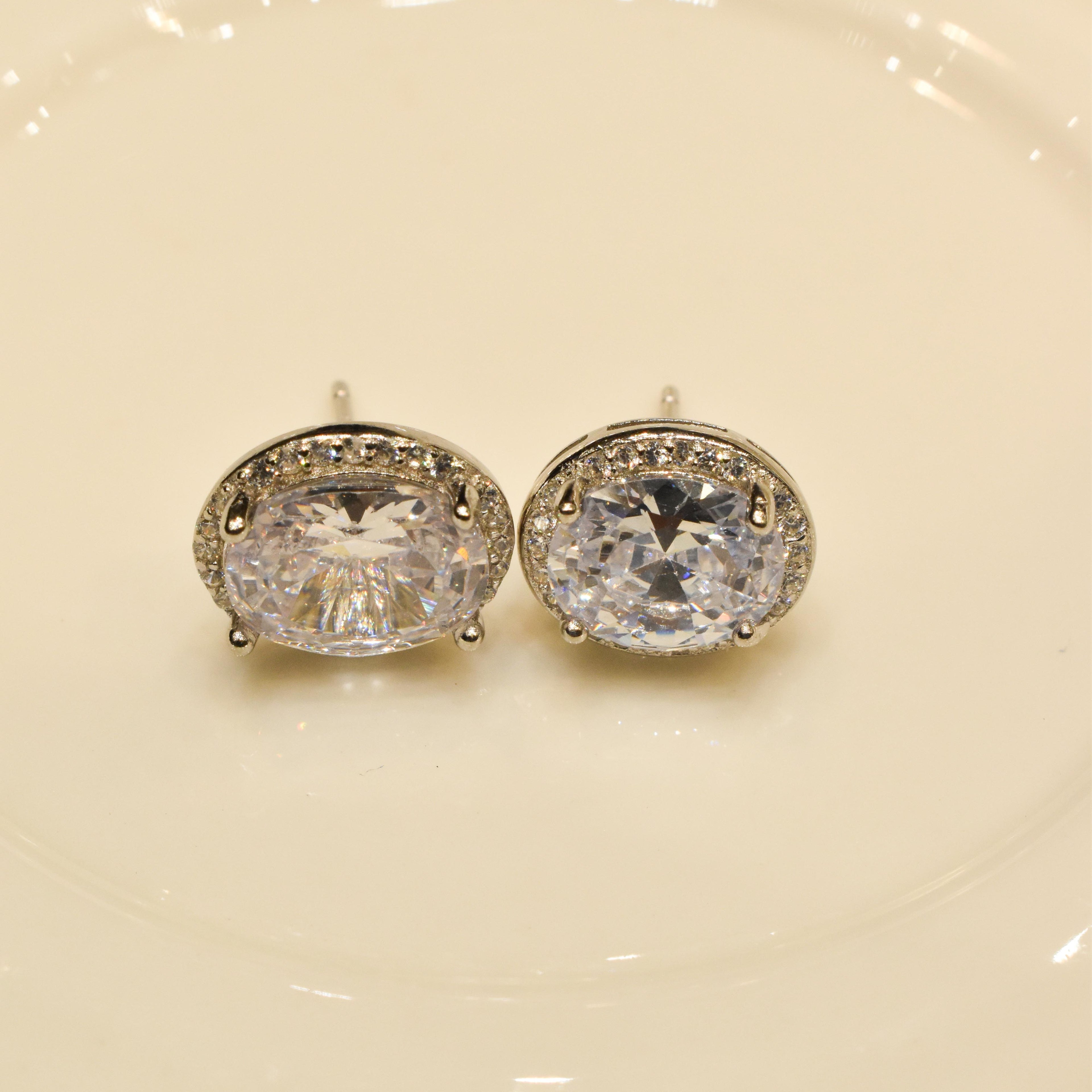 Oval Dual Color Sterling Silver Earrings