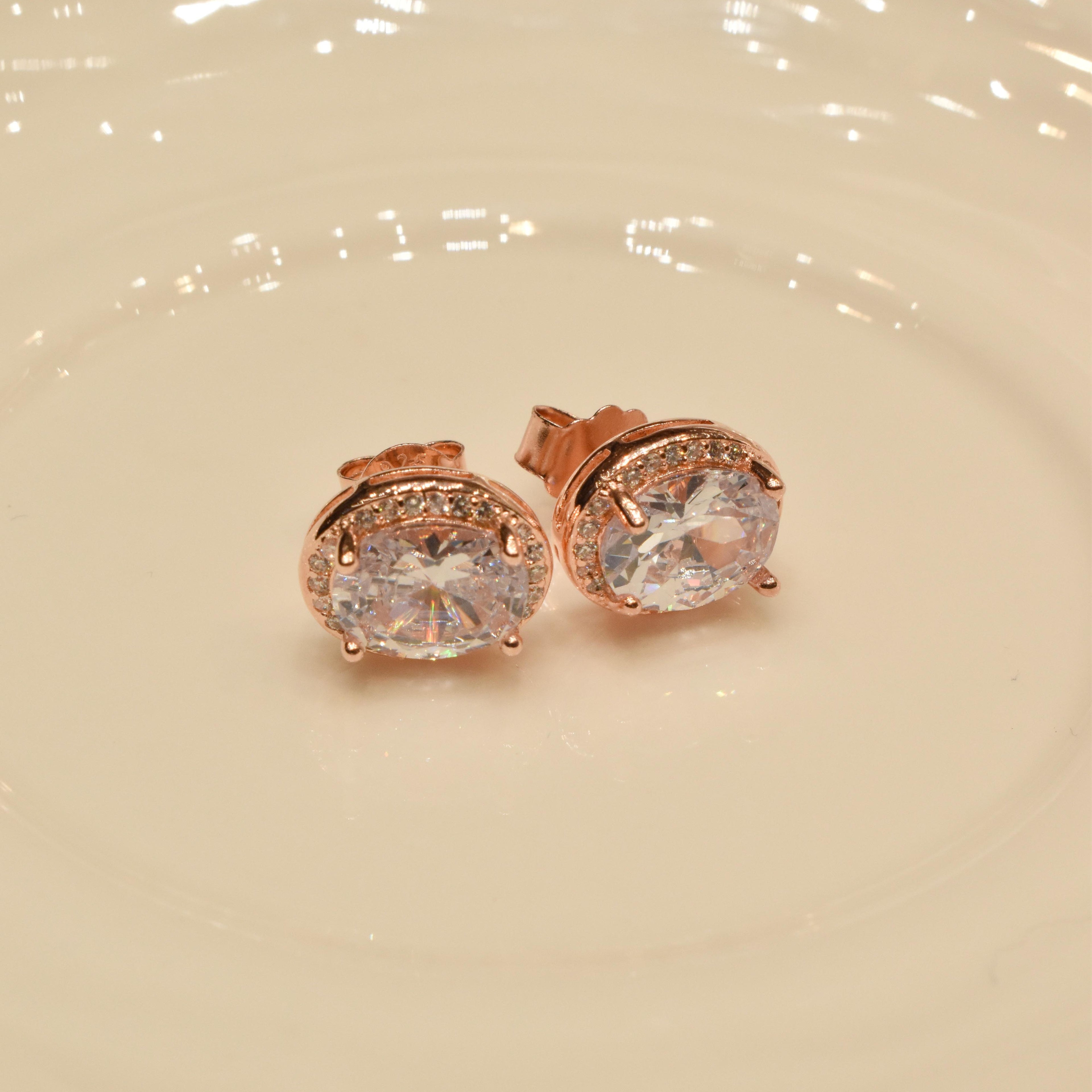 Oval Dual Color Sterling Silver Earrings