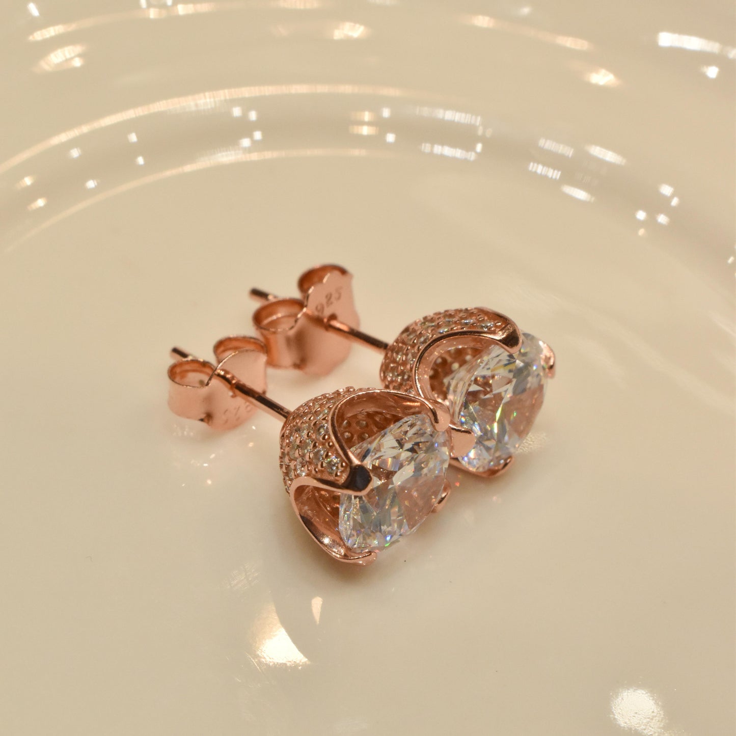 Fancy Rosegold Sterling Silver Earrings