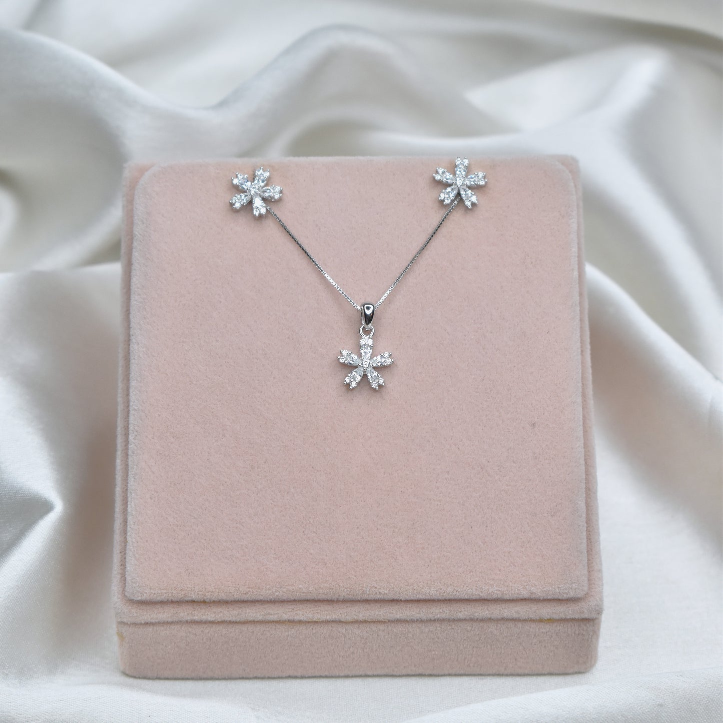 Crystal Flower Pendant Set
