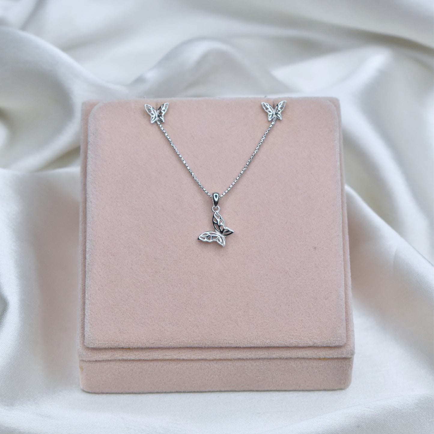 Sleek Butterfly Pendant Set