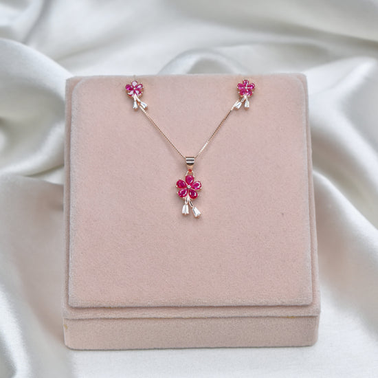 Pink Floral Aura Pendant Set