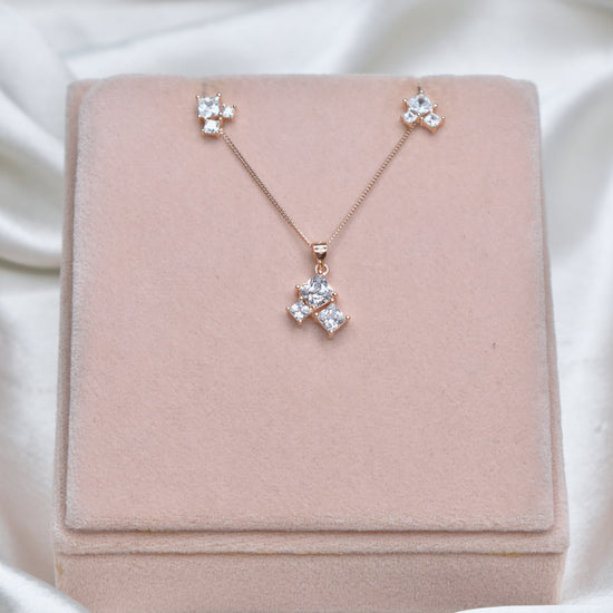 Cubic Crystal Cluster Pendant Set