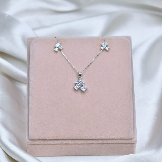 Cubic Crystal Cluster Pendant Set
