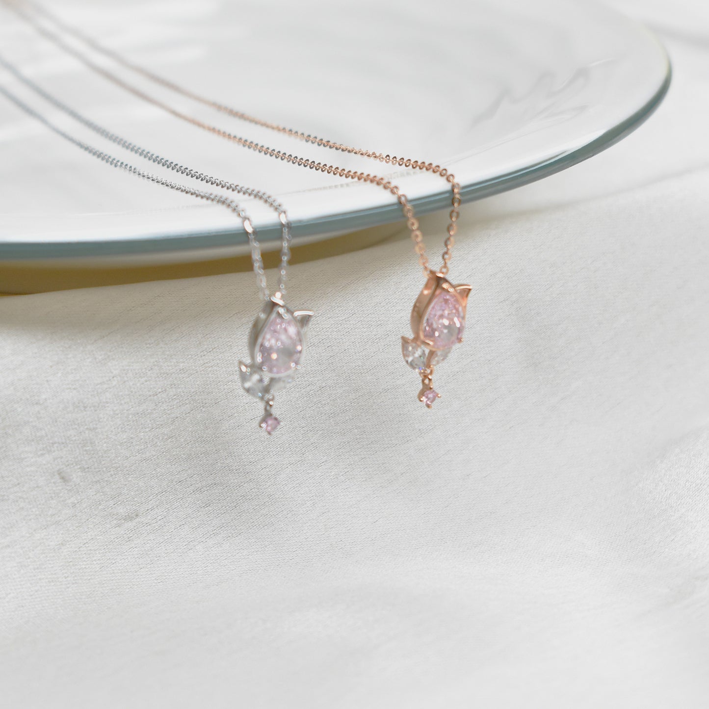 Pink Leaf Pendant Chain