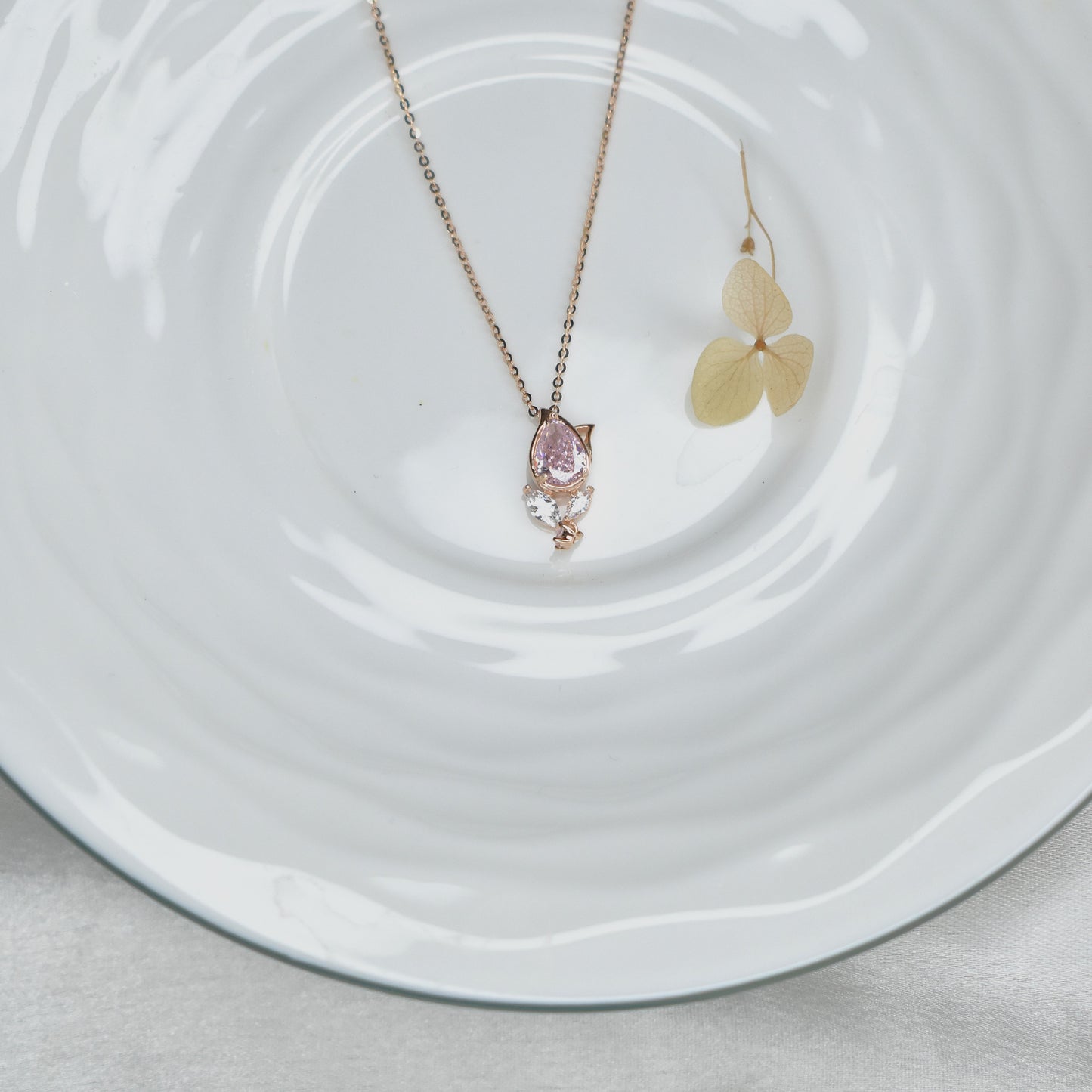 Pink Leaf Pendant Chain