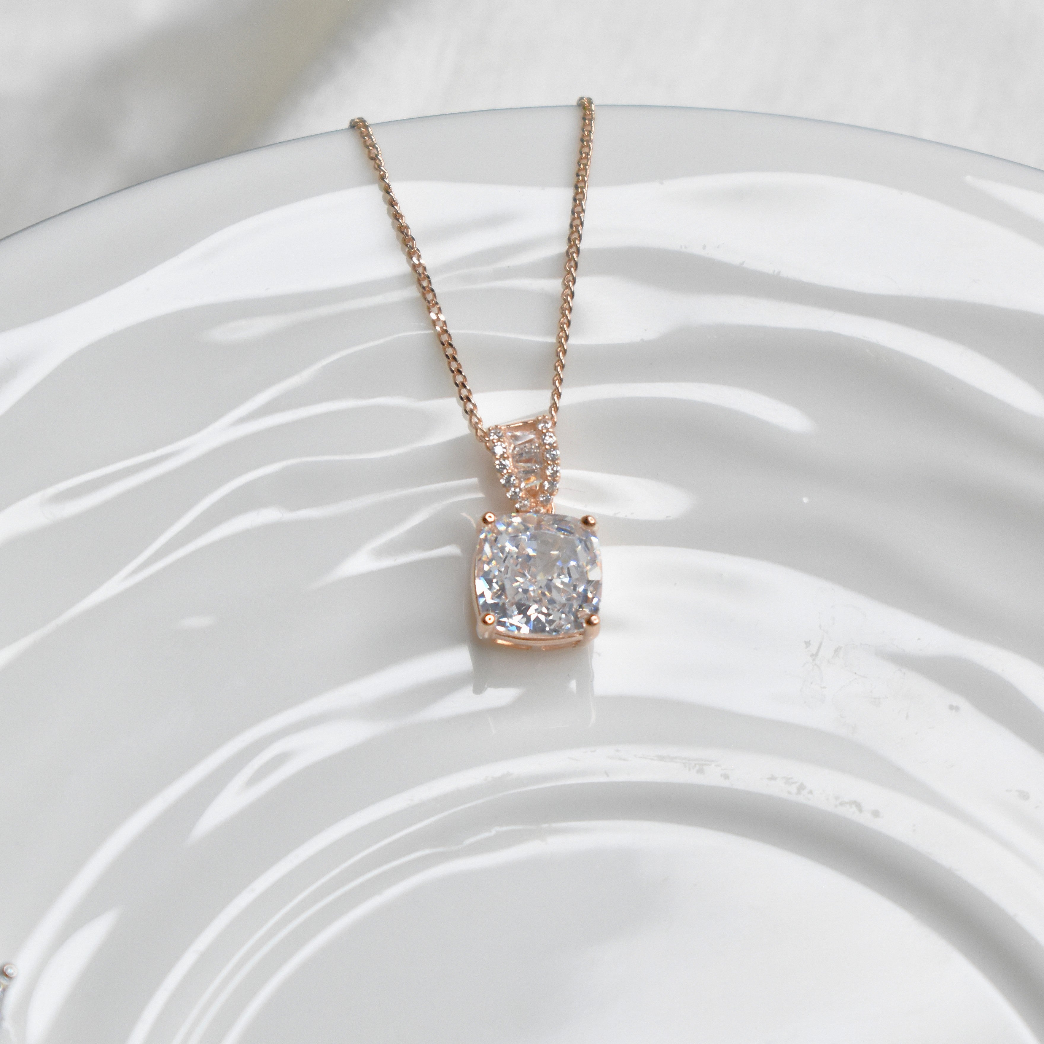 Square Solitaire Pendant Chain