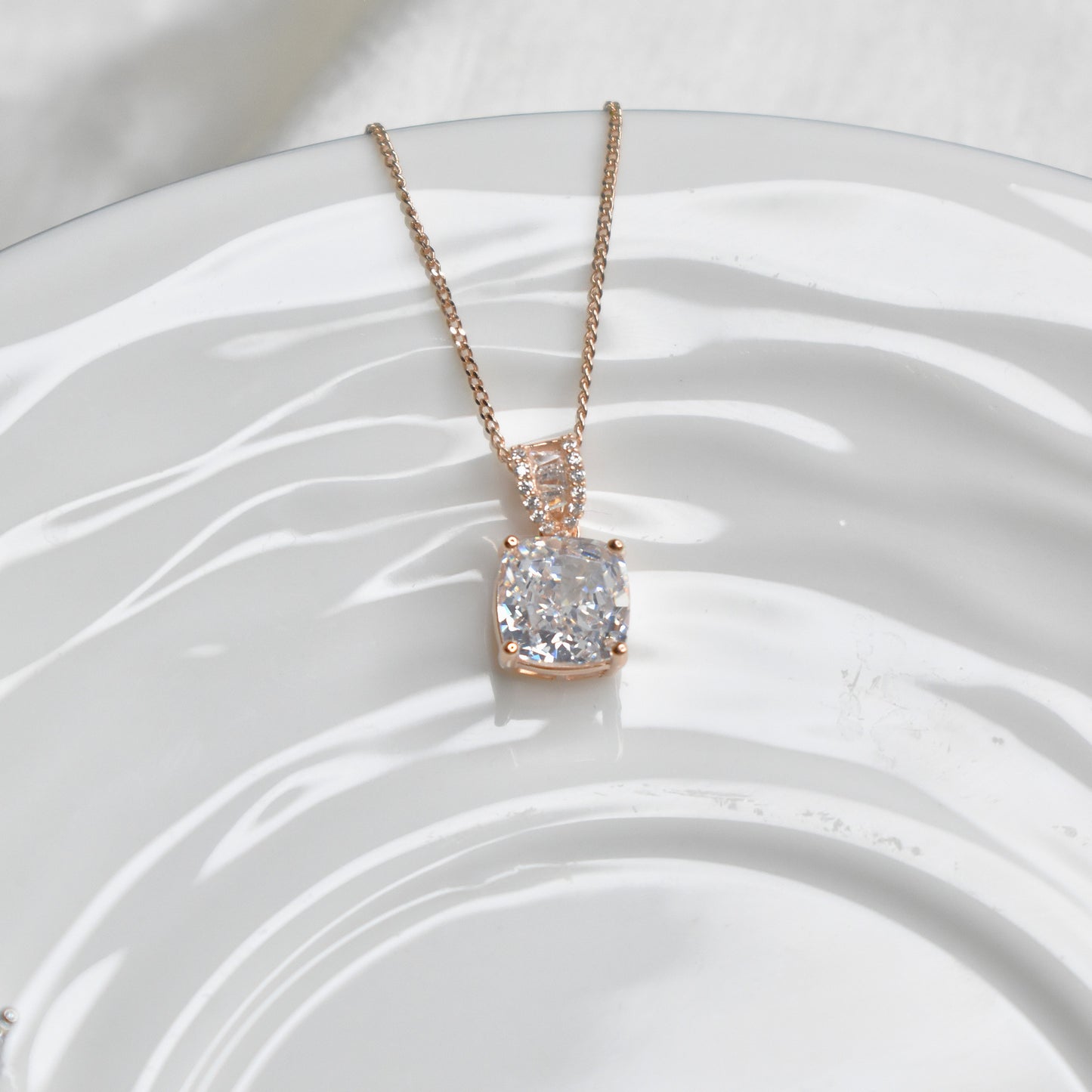 Square Solitaire Pendant Chain