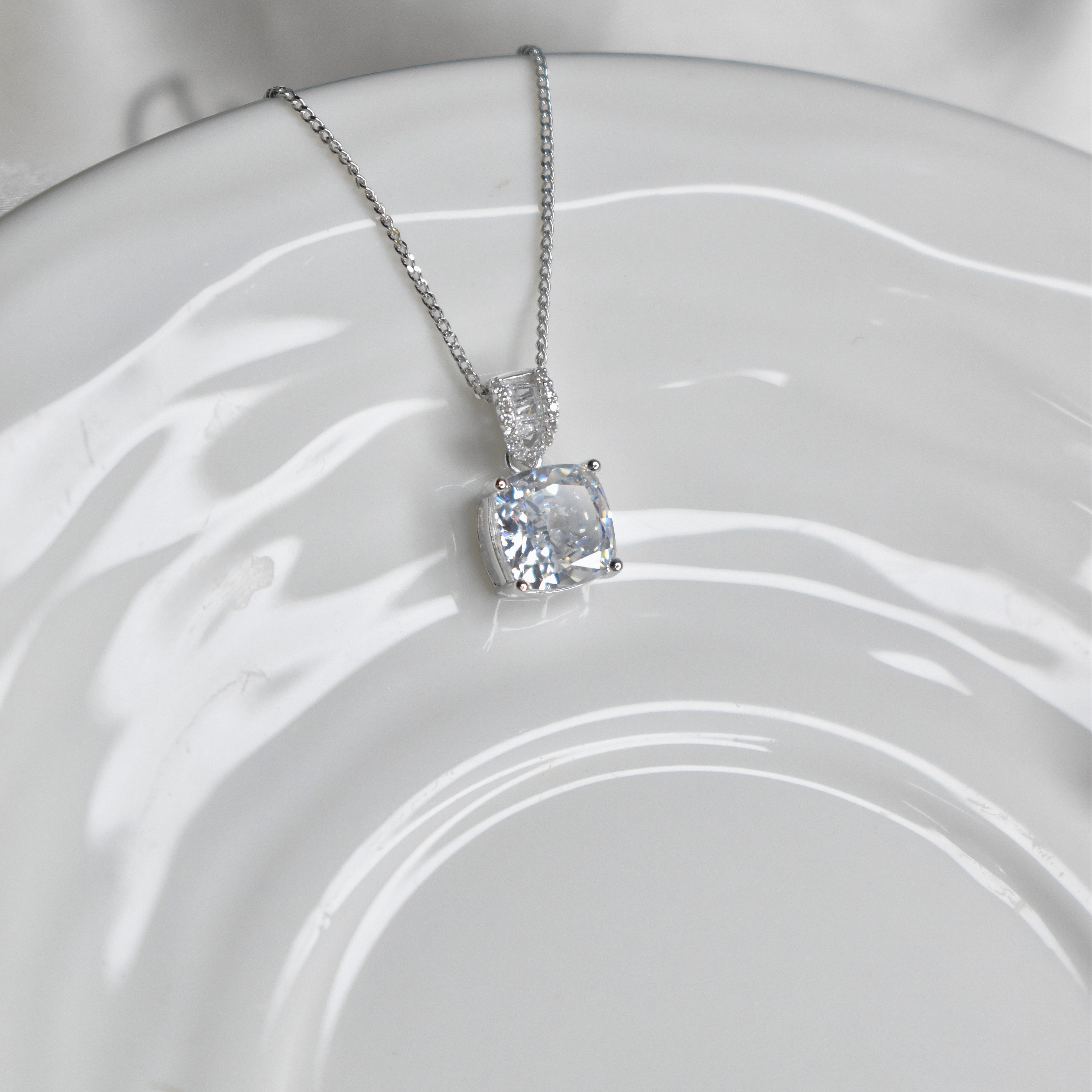 Square Solitaire Pendant Chain