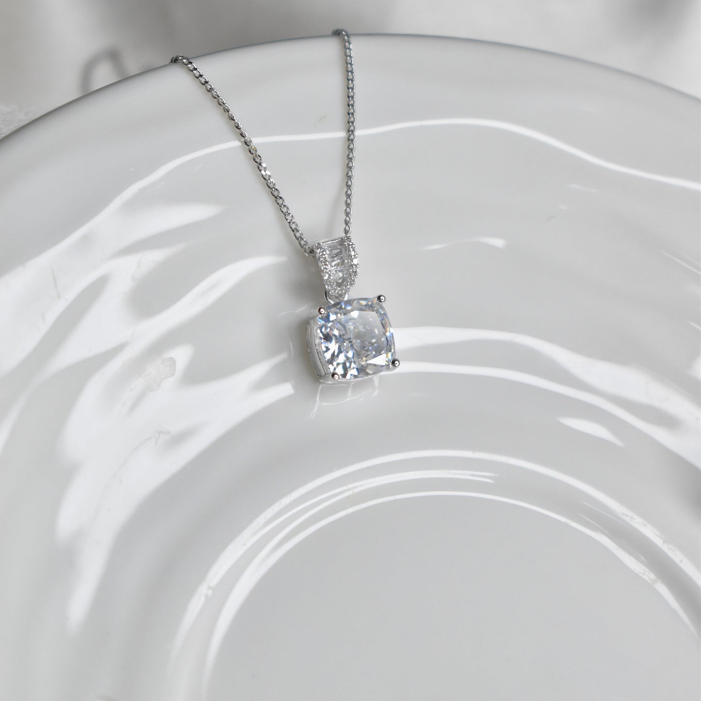 Square Solitaire Pendant Chain