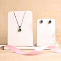 Dense Solitaire Silver Pendant Set