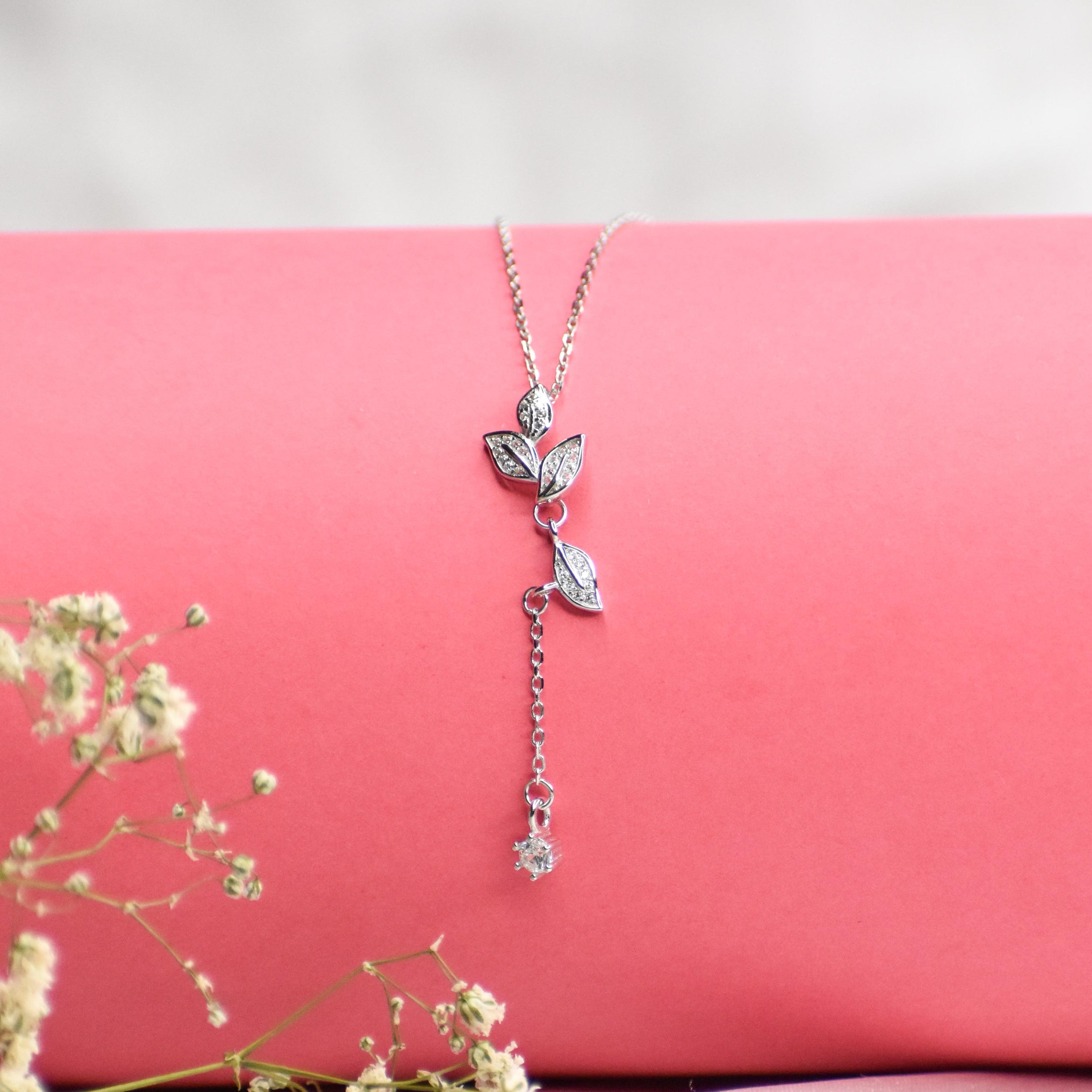 Leafy Sterling Silver Pendant Chain