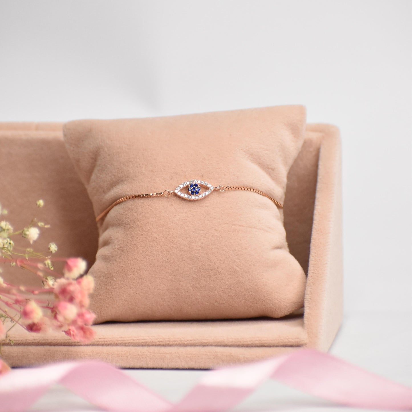 Dainty Evil Eye Rosegold Bracelet