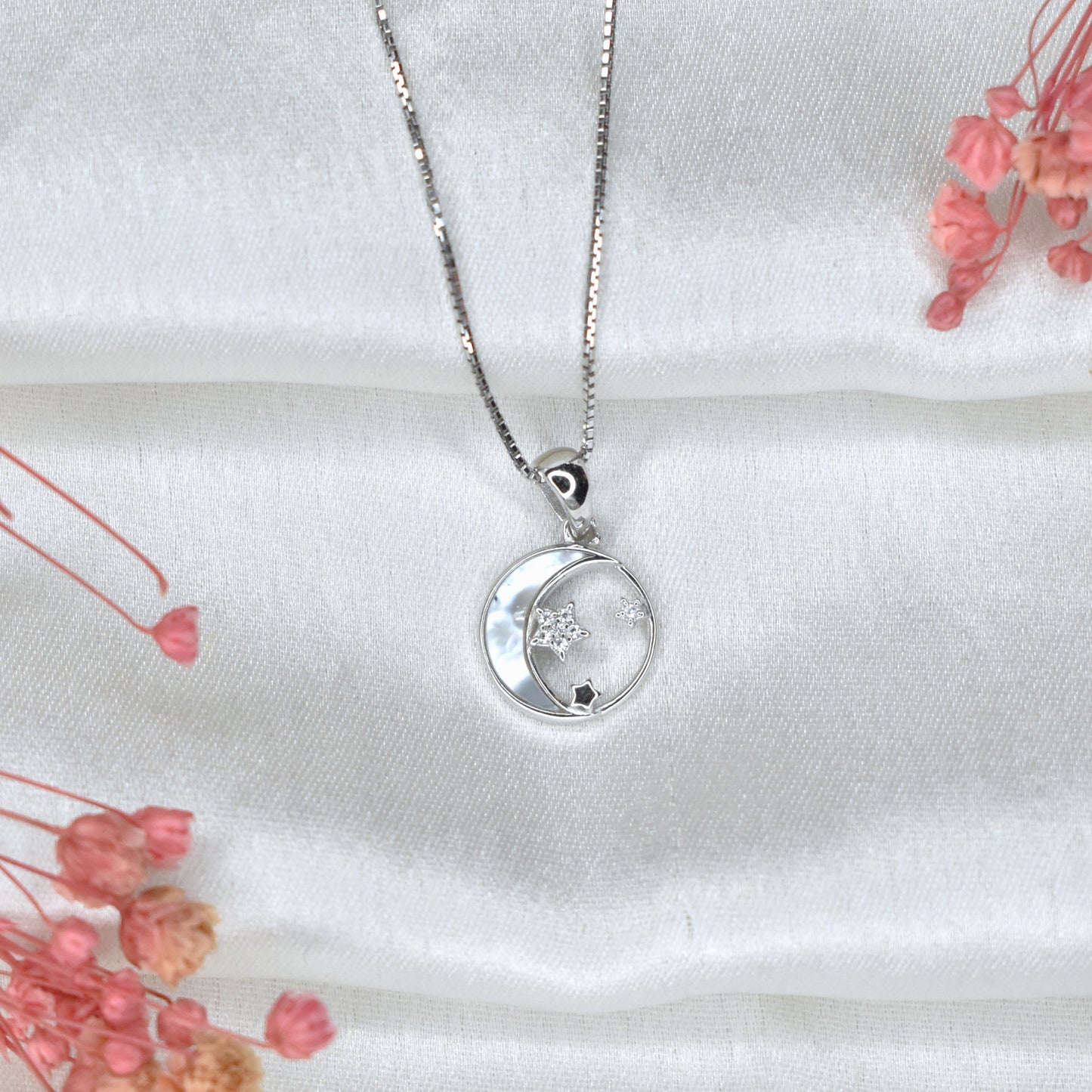 MOP Silver Moon Necklace