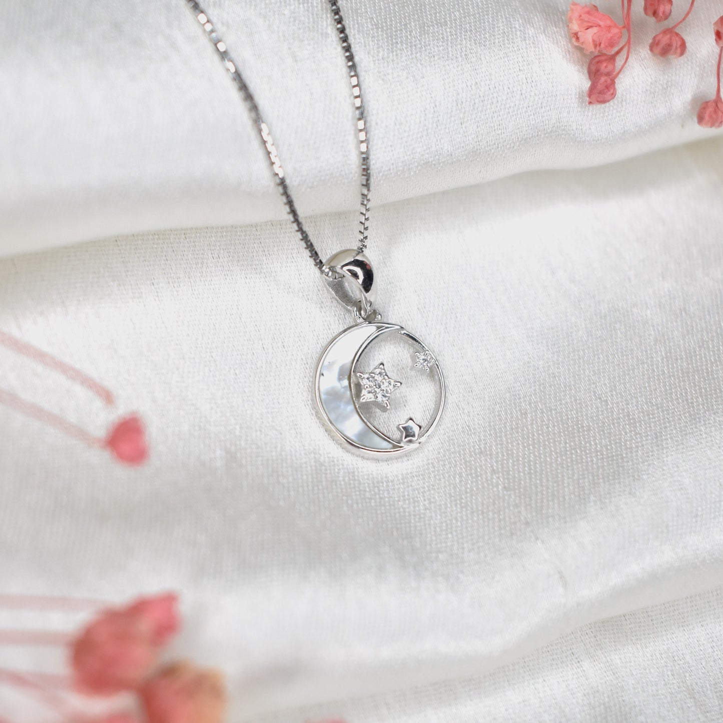 MOP Silver Moon Necklace