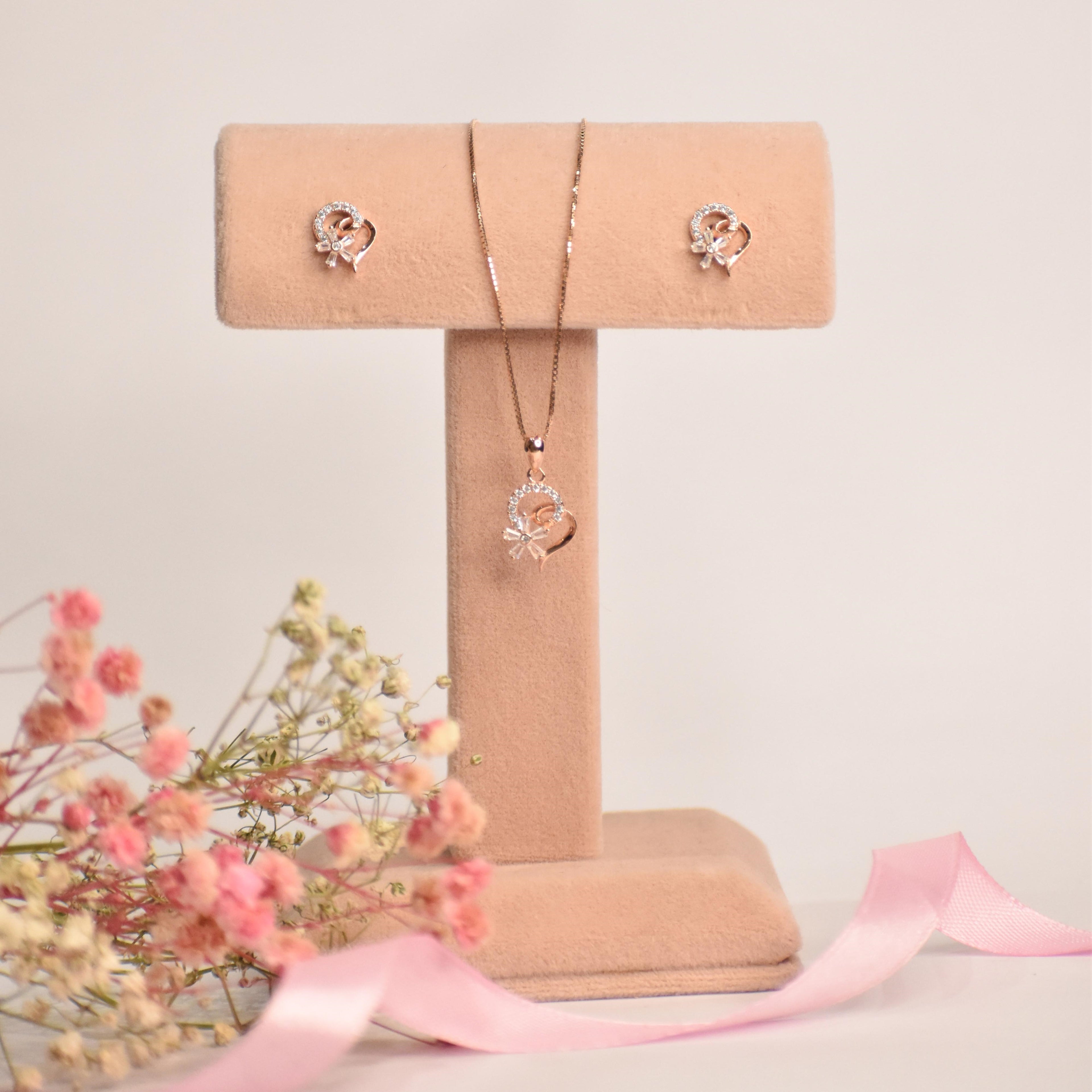 Pretty Heart Rosegold Pendant Set