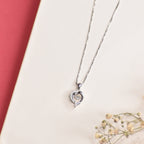 Dancing Diamond Cute Heart Silver Pendant Chain