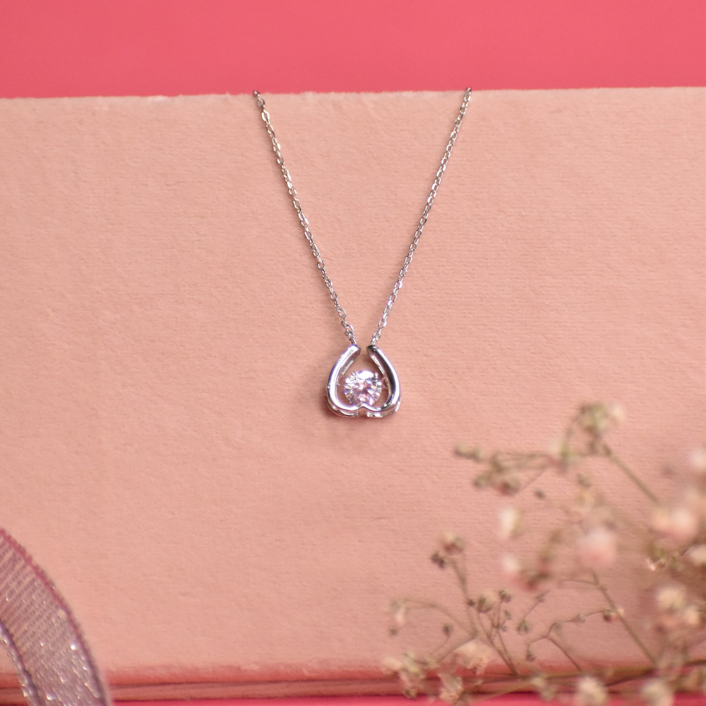 Cute Heart Sterling Silver Pendant Chain