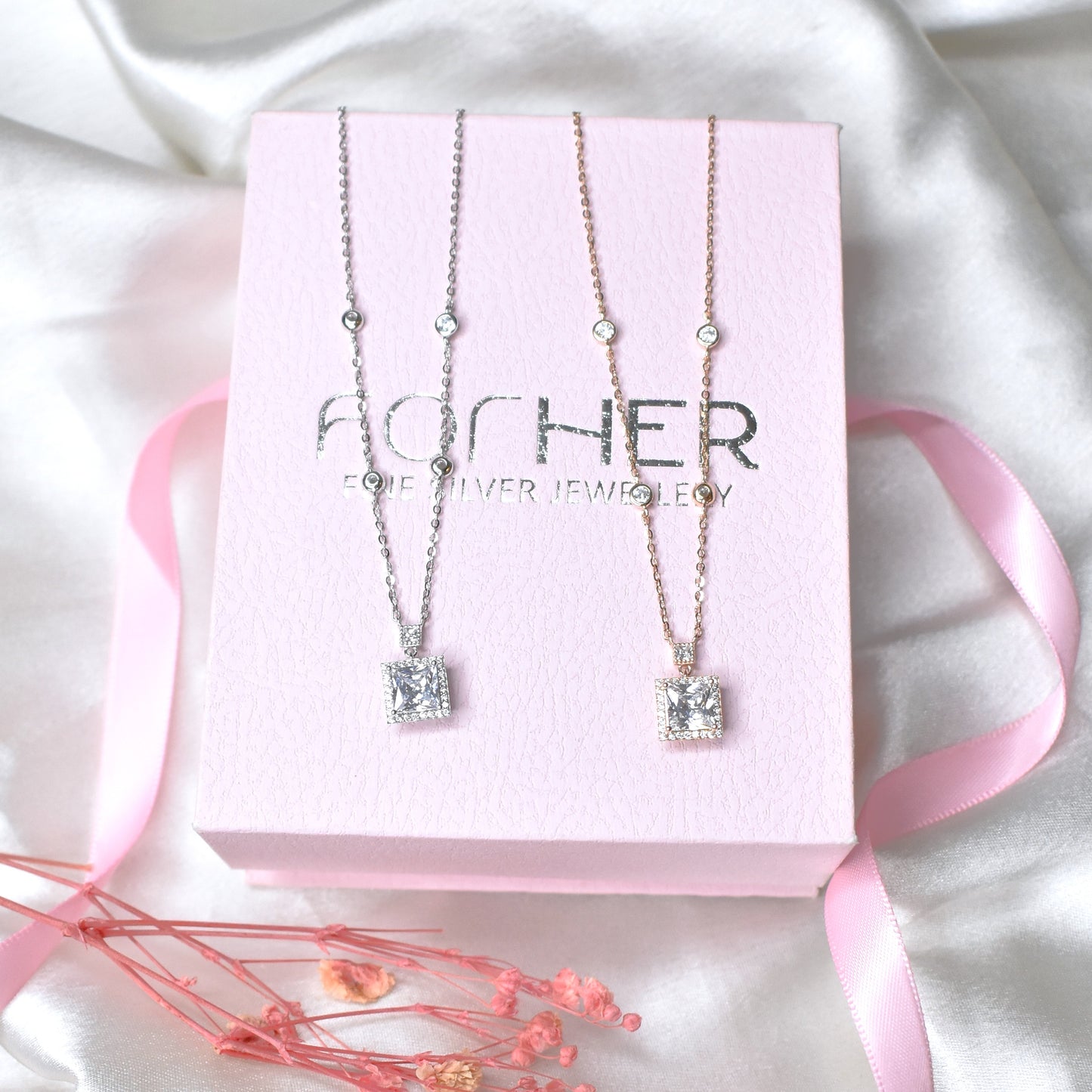 Square Solitaire Necklace