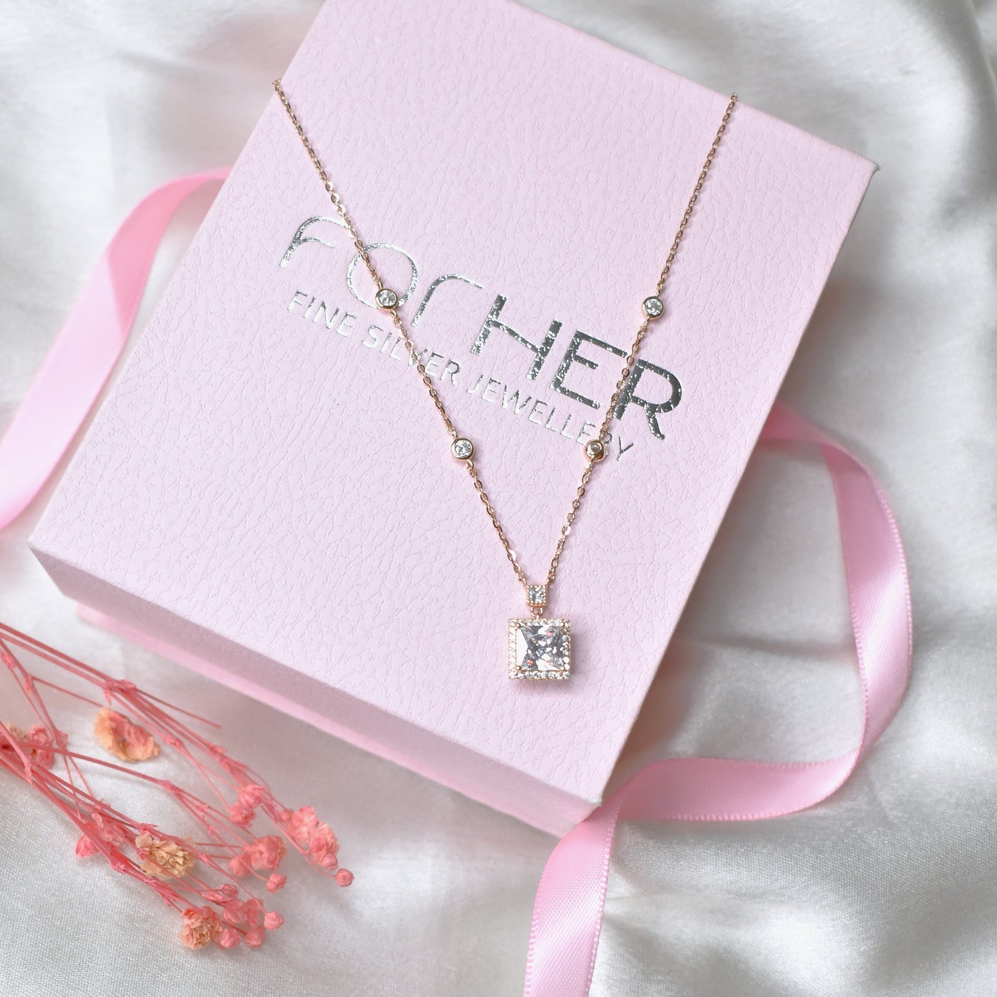 Square Solitaire Necklace