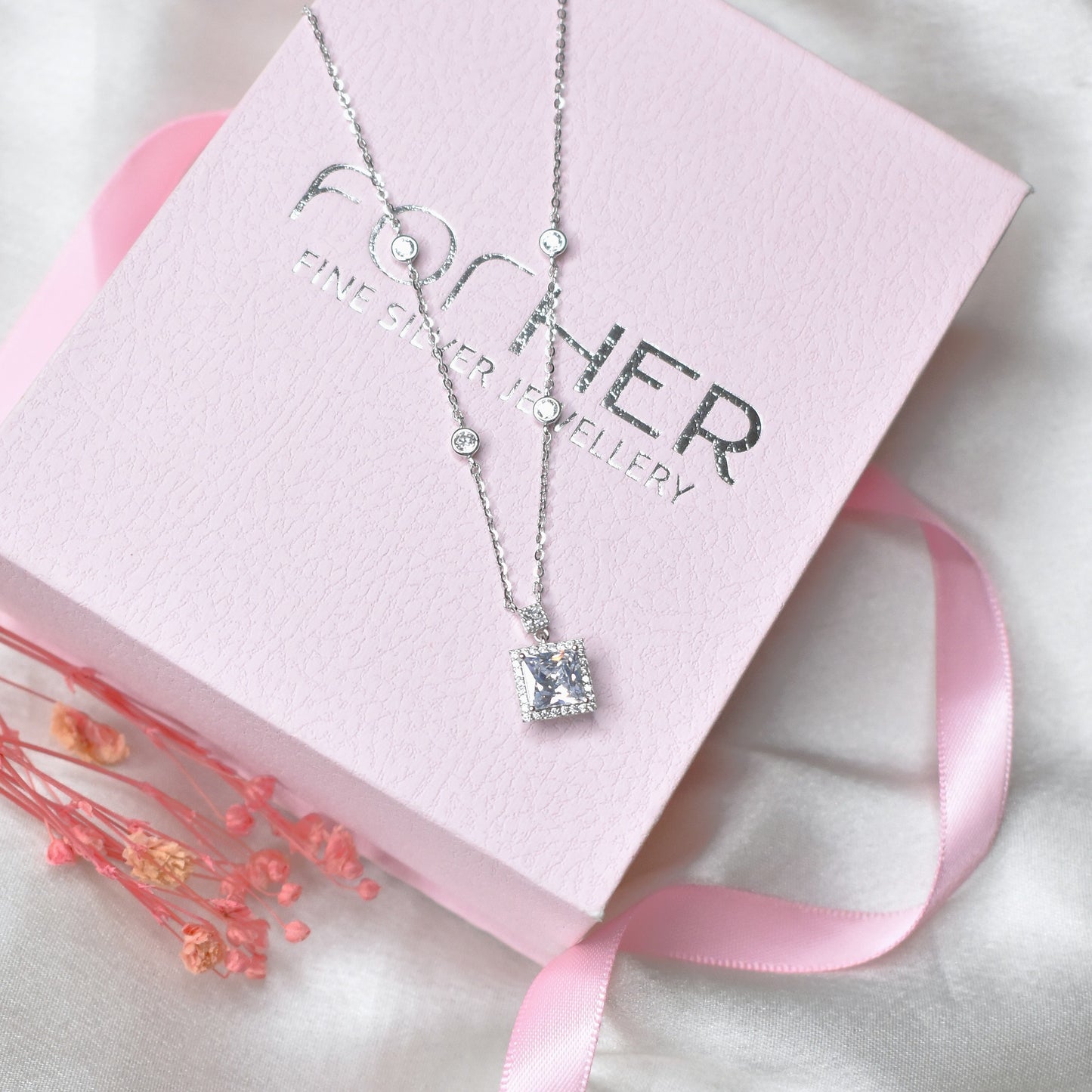 Square Solitaire Necklace