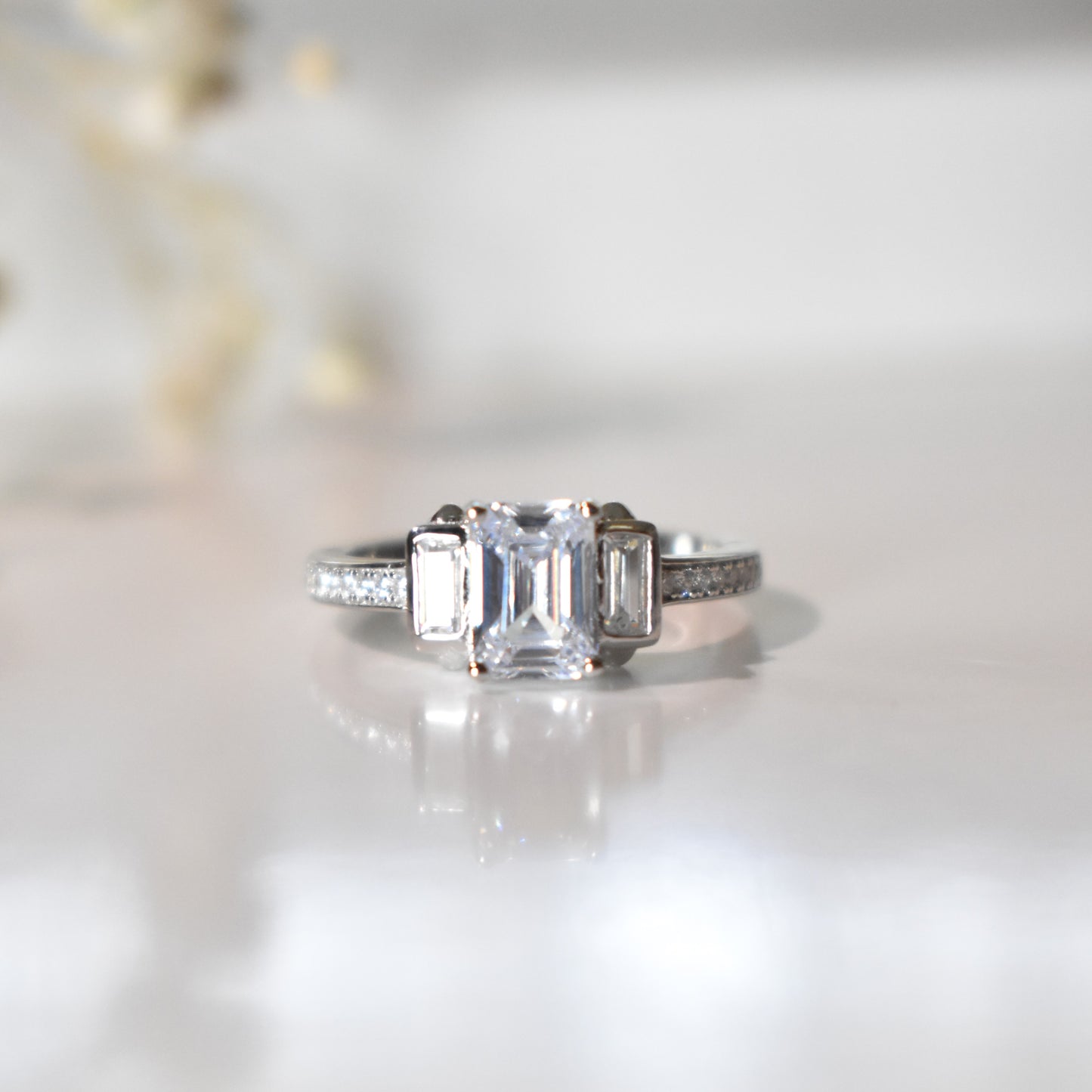 Three Stone Emerald Cut Diamond Ring #382 – Ion & Pirrone Jewellery