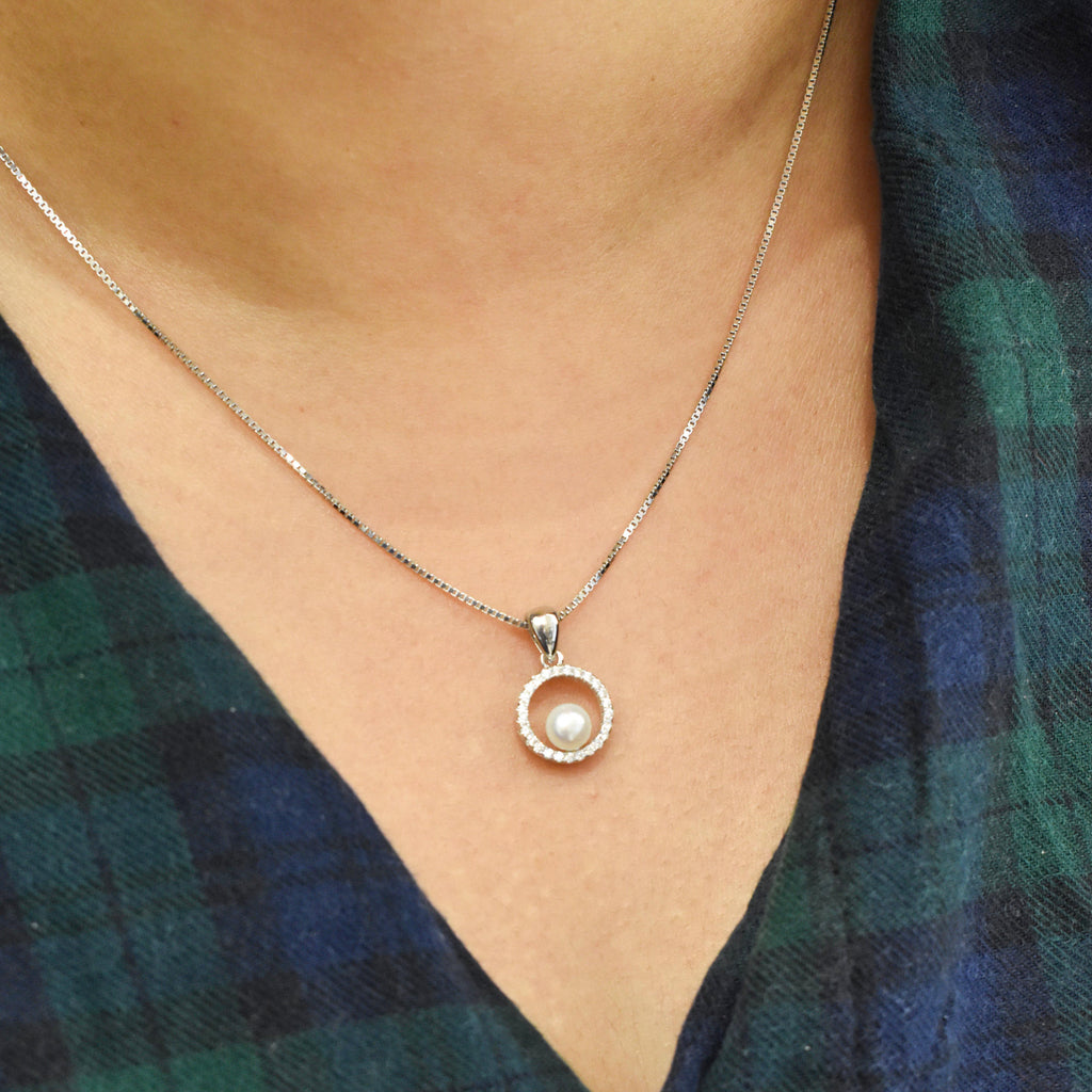 Encircle with Pearl Sterling Silver Pendant Set