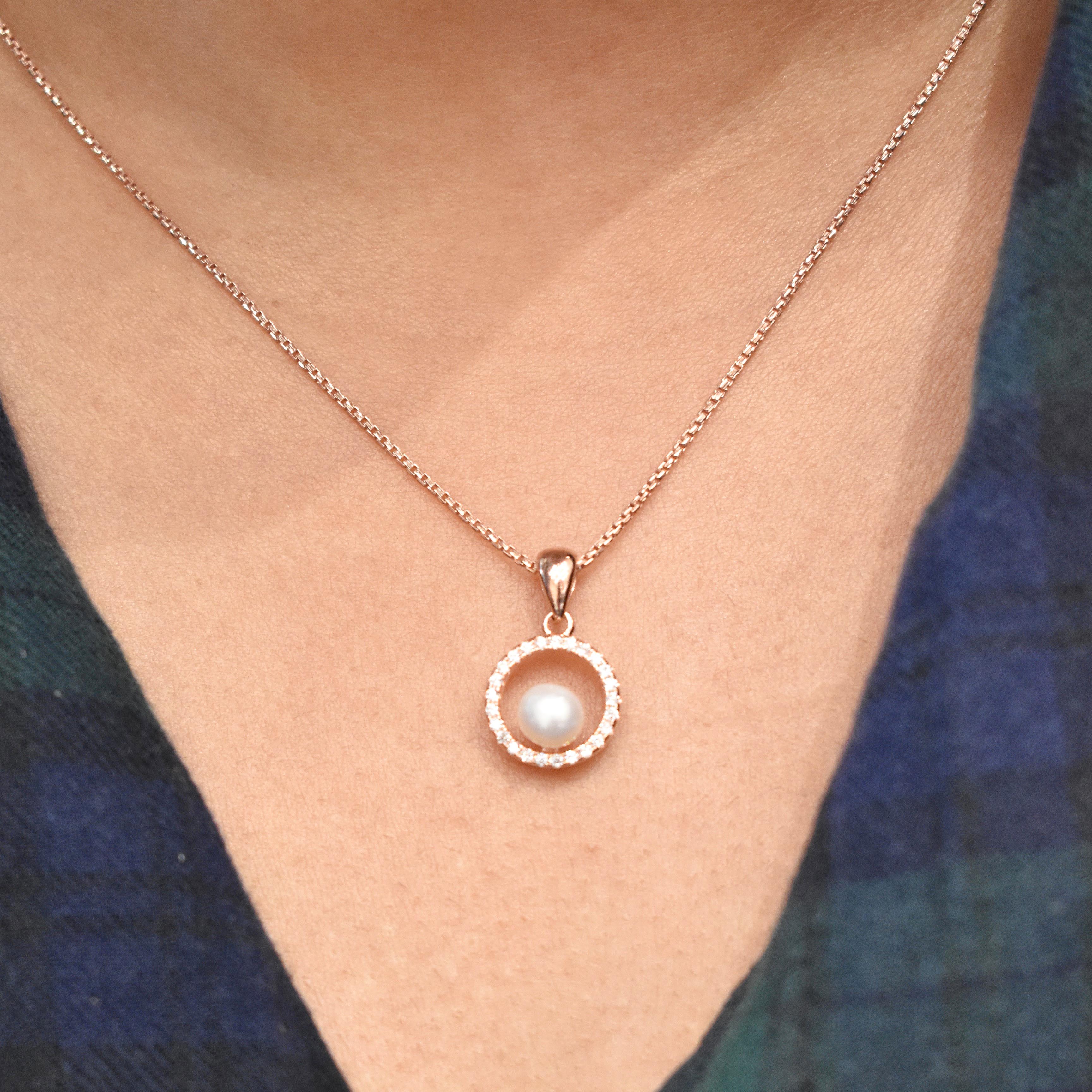 Encircle with Pearl Sterling Silver Pendant Set