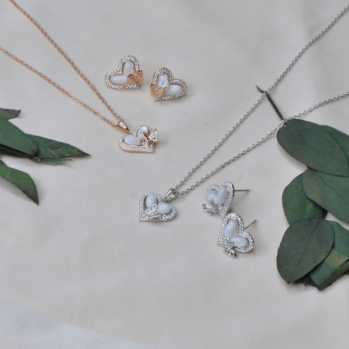 MOP Heart Pendant Set